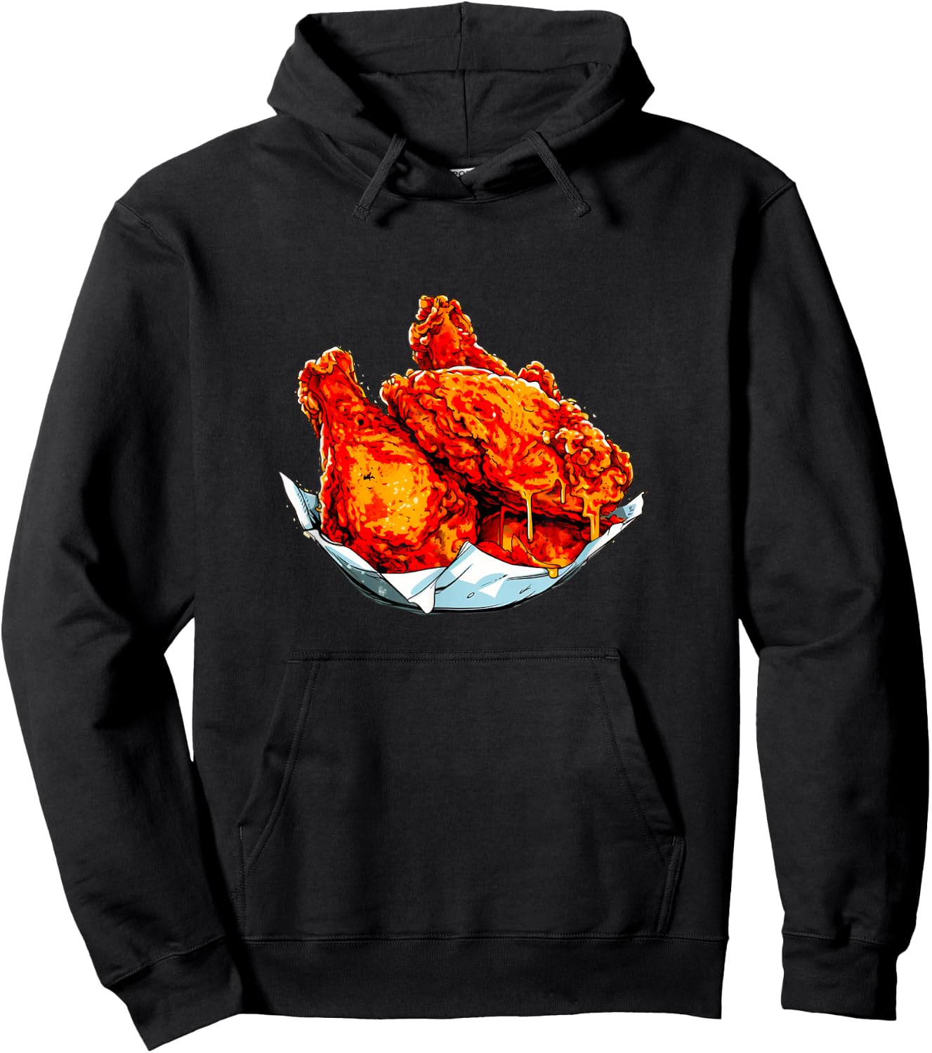 Fried Chicken Funny Men Women Chicken Wings Fast food Lover Hoodie - Hoodie | Black