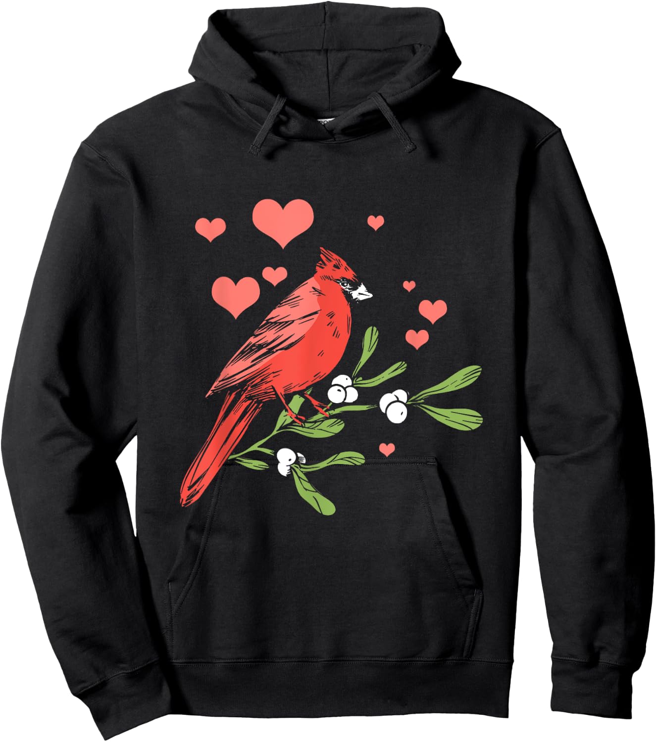 Red Cardinal Bird Lover Watching Birdwatcher Birder Heart Hoodie - Hoodie | Black