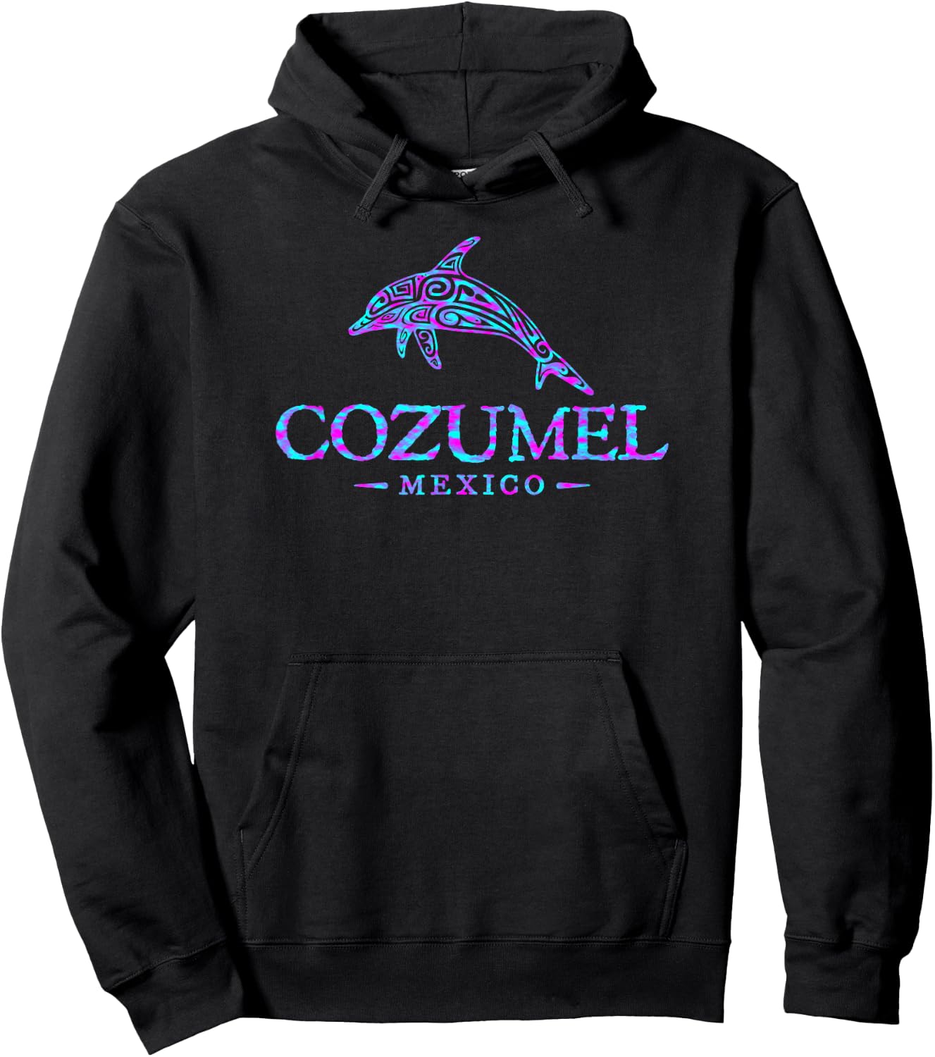 Cozumel Mexico Dolphin Retro Throwback Boys Girls Souvenir Hoodie - Hoodie | Black