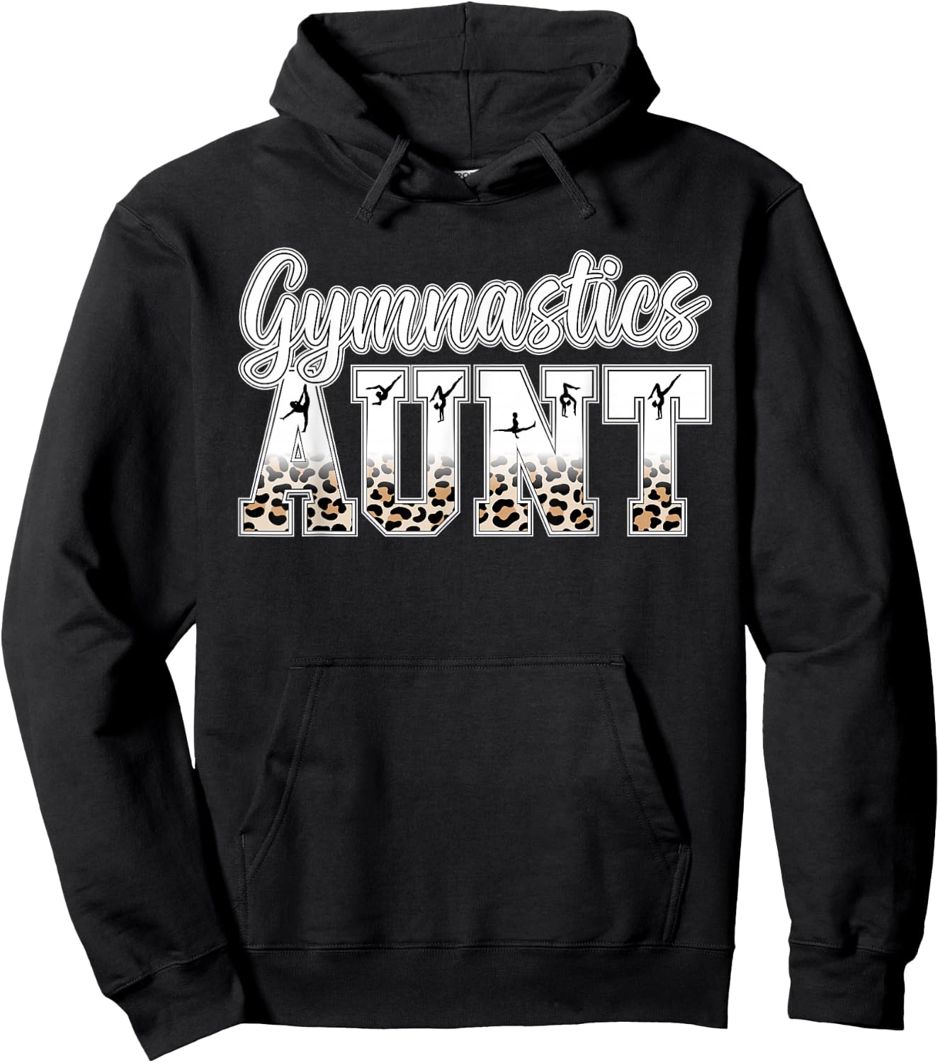 Gymnastics Aunt Of A Gymnast Auntie Leopard Gymnast Aunt Hoodie - Hoodie | Black