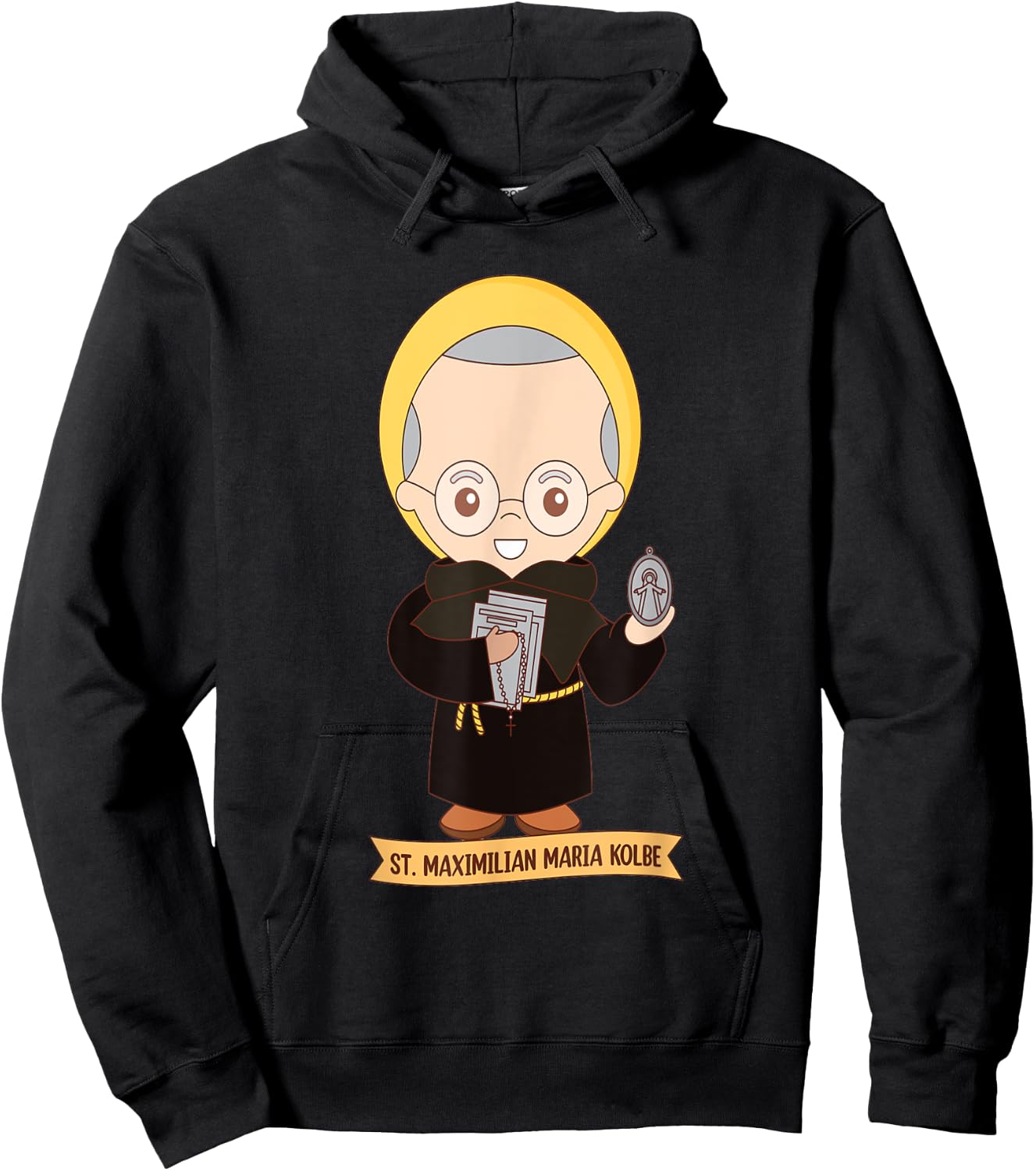 St Maximilian Kolbe Two Crowns Catholic Saint Gifts Poland Hoodie - Hoodie | Black