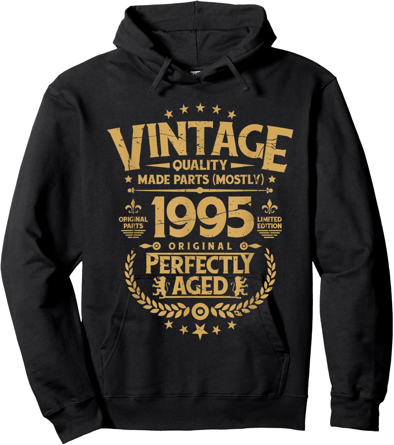 Vintage Birthday Funny Shirt 1995 Perfectly Aged Hoodie - Hoodie | Black