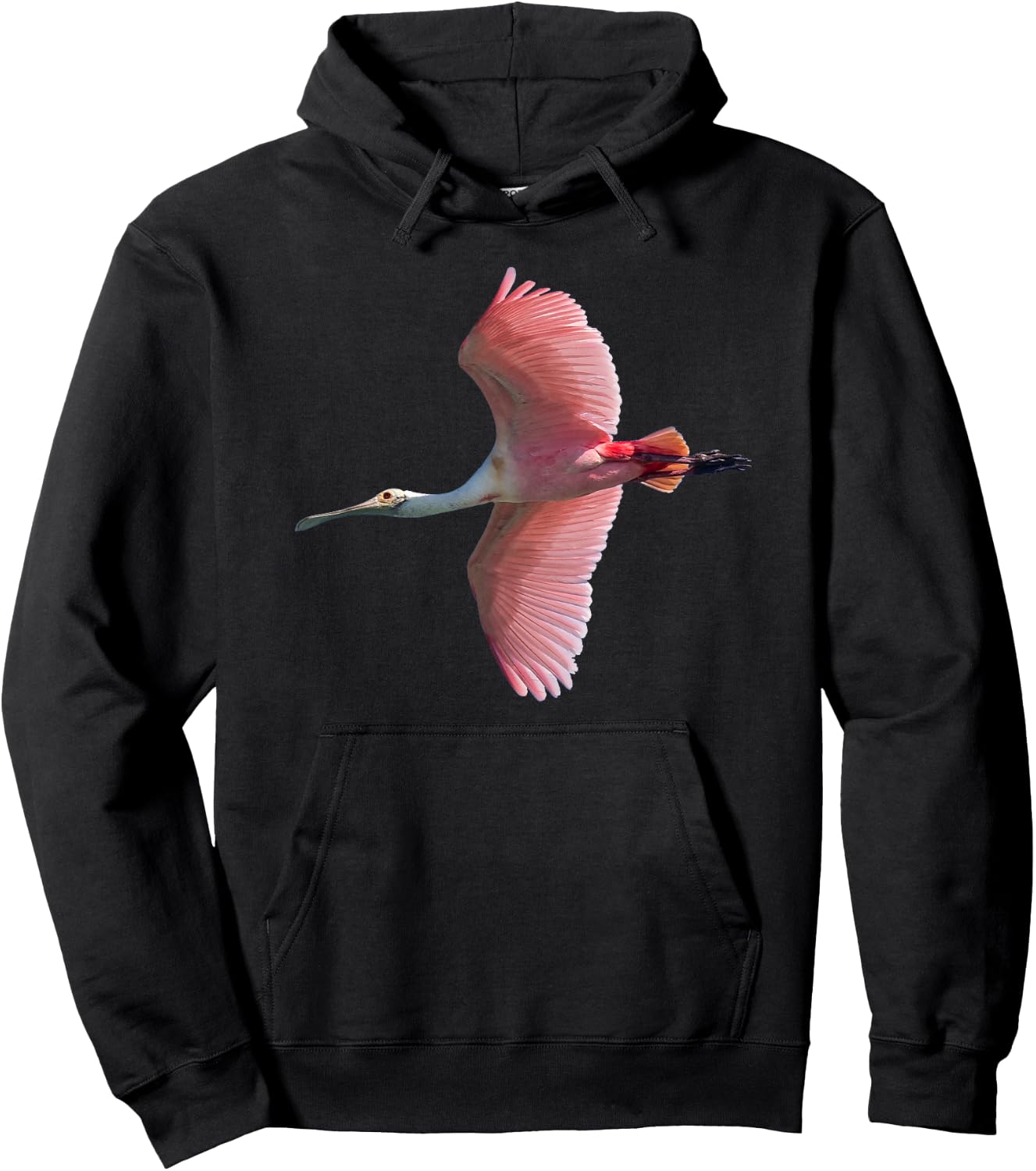 Roseate Spoonbill in Flight Hoodie - Hoodie | Black