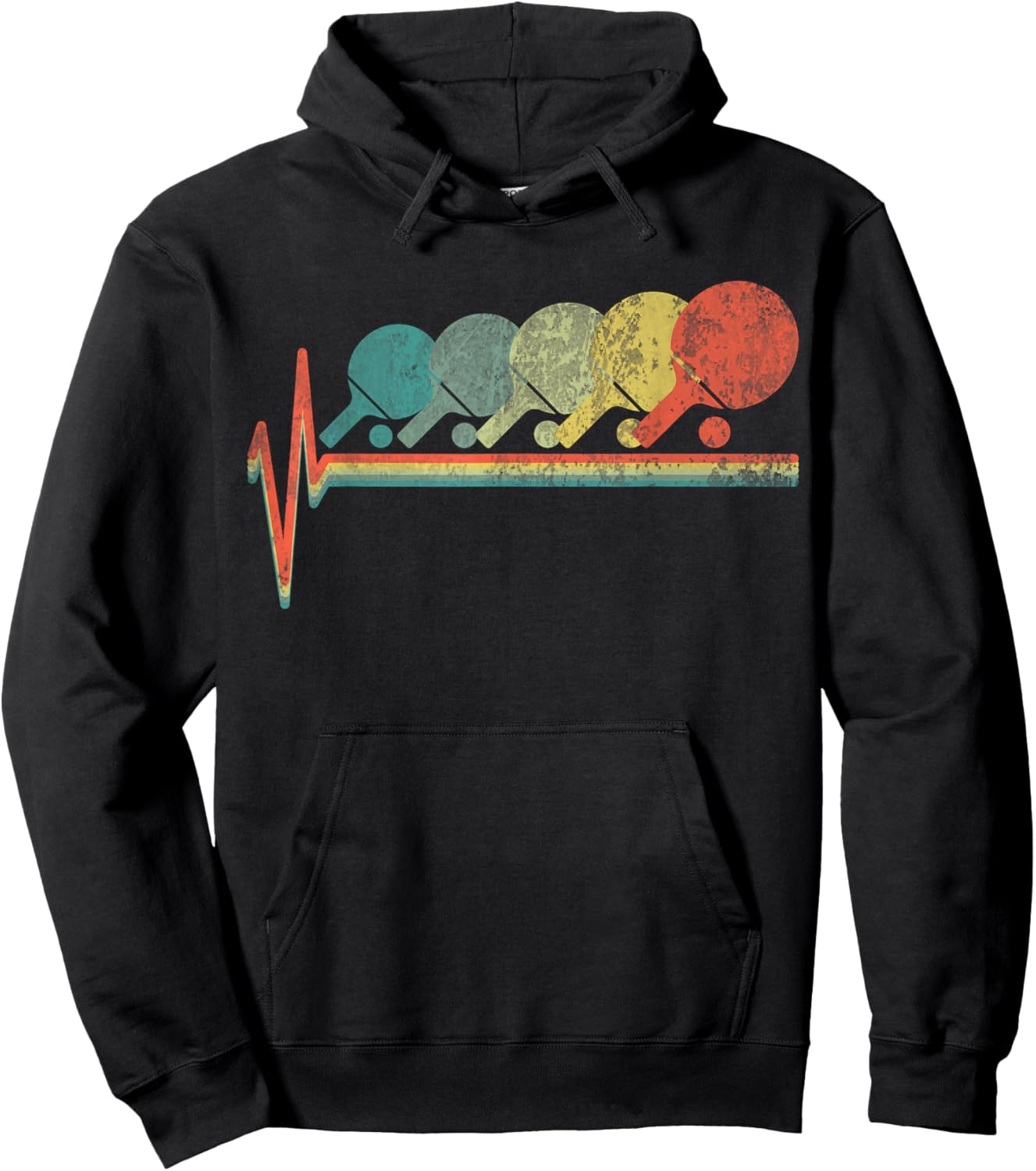 Vintage Ping Pong Paddle Table Tennis Funny 70s Women Men Hoodie - Hoodie | Black