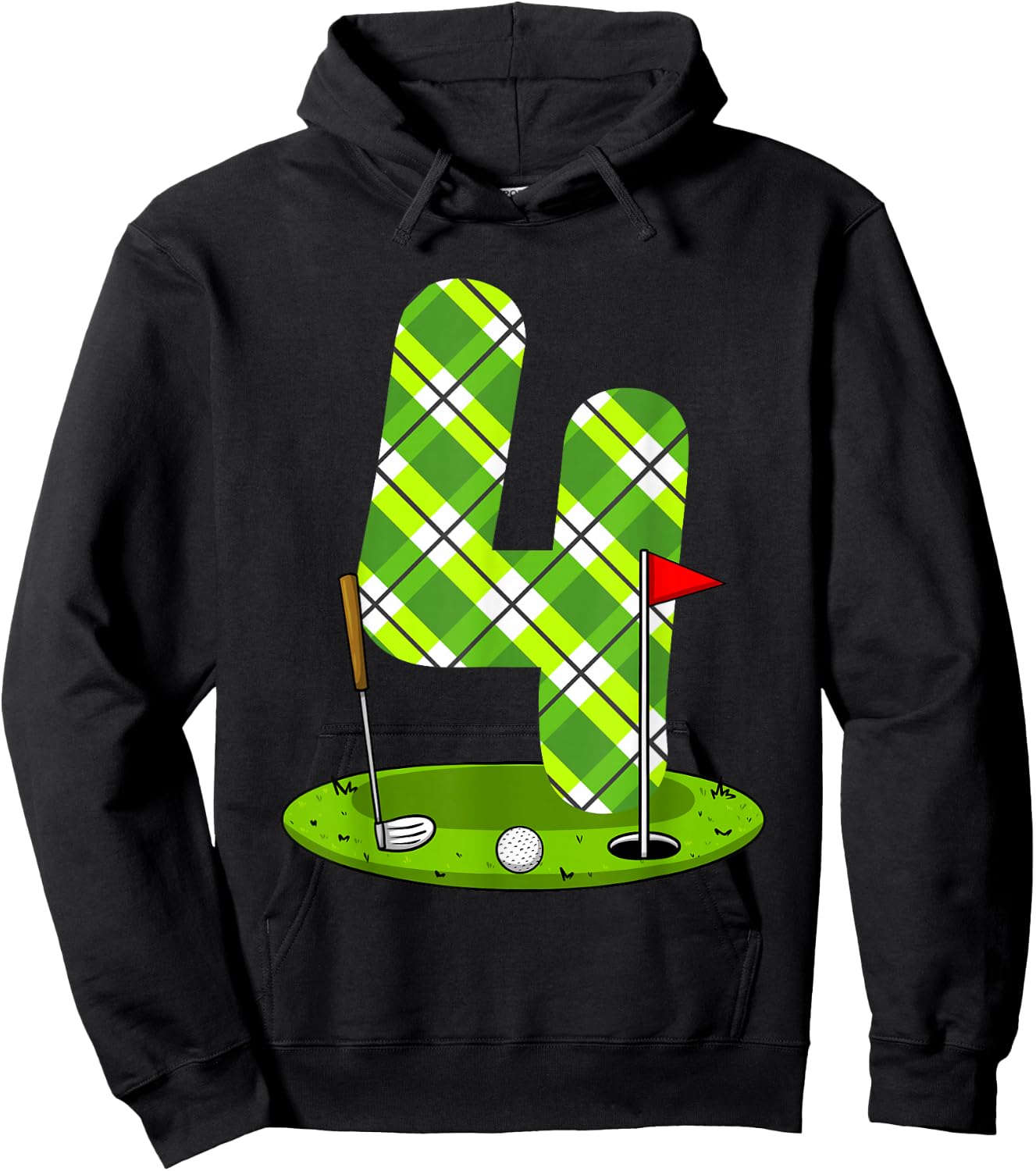 Golf Birthday Shirt For Kids 4th Birthday Party Golfer Hoodie - Hoodie | Black