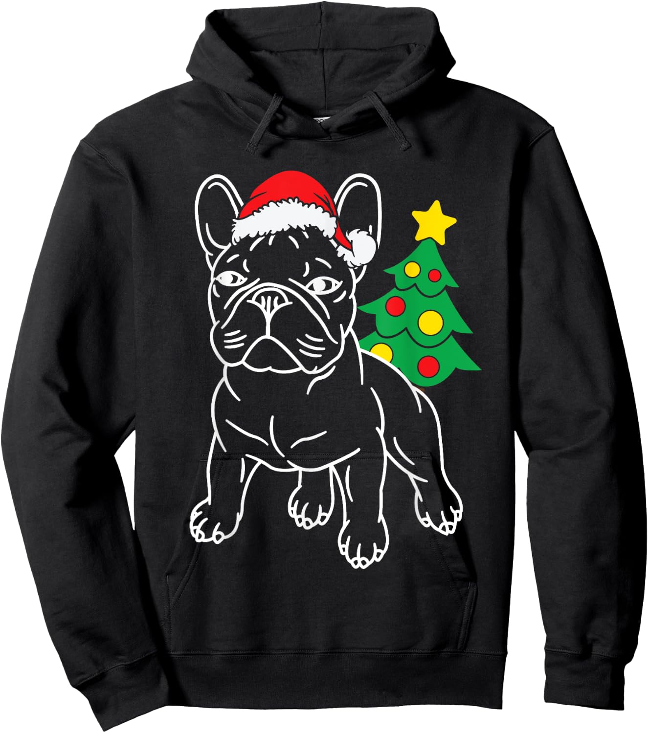 Funny French Bulldog Dog Puppy Christmas Tree Xmas Pajama Men Women Kids Hoodie - Hoodie | Black