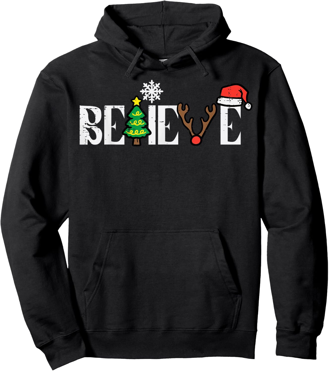 Christmas Believe Santa Xmas Boys Girls Kids Youth Men Women Hoodie - Hoodie | Black
