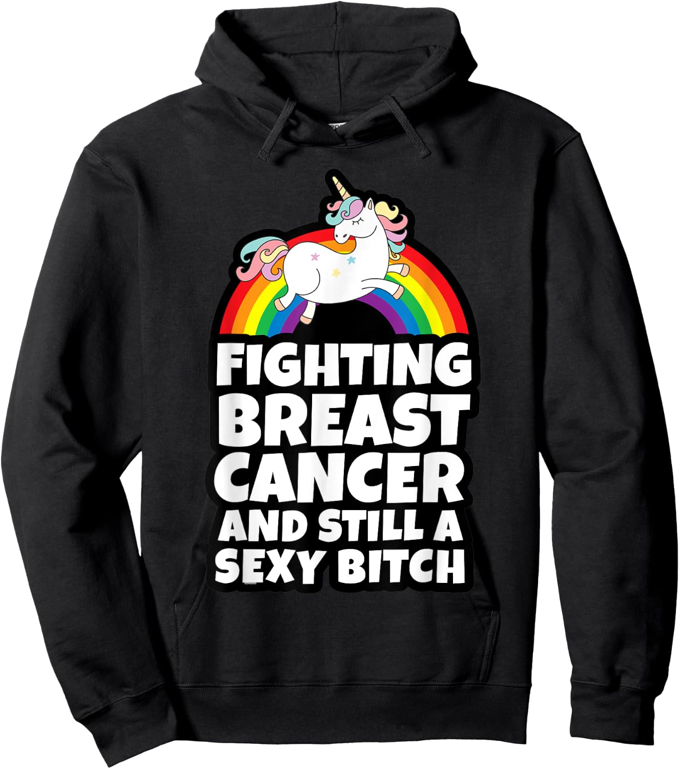 Fighting Breast Cancer Sexy Bitch Gay Pride Unicorn Hoodie - Hoodie | Black