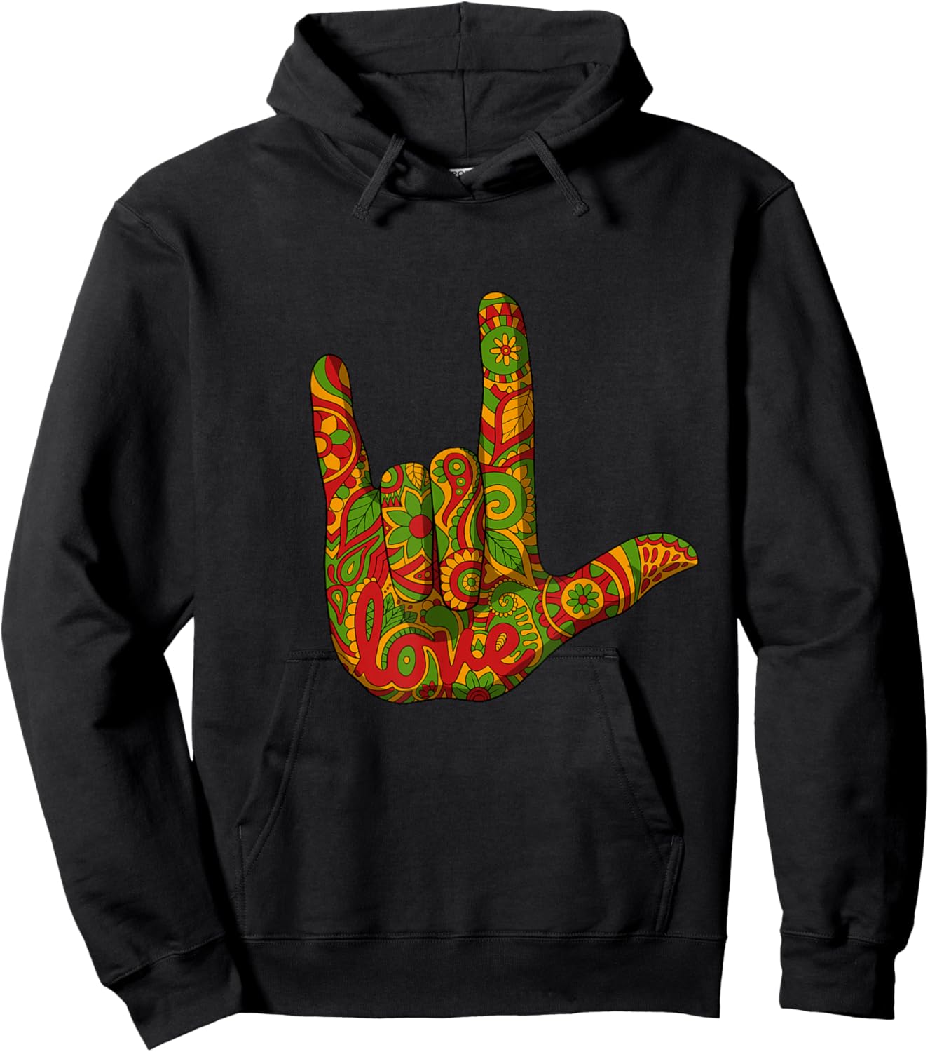 I Love You ASL Black History Month BLM Deaf African American Hoodie - Hoodie | Black