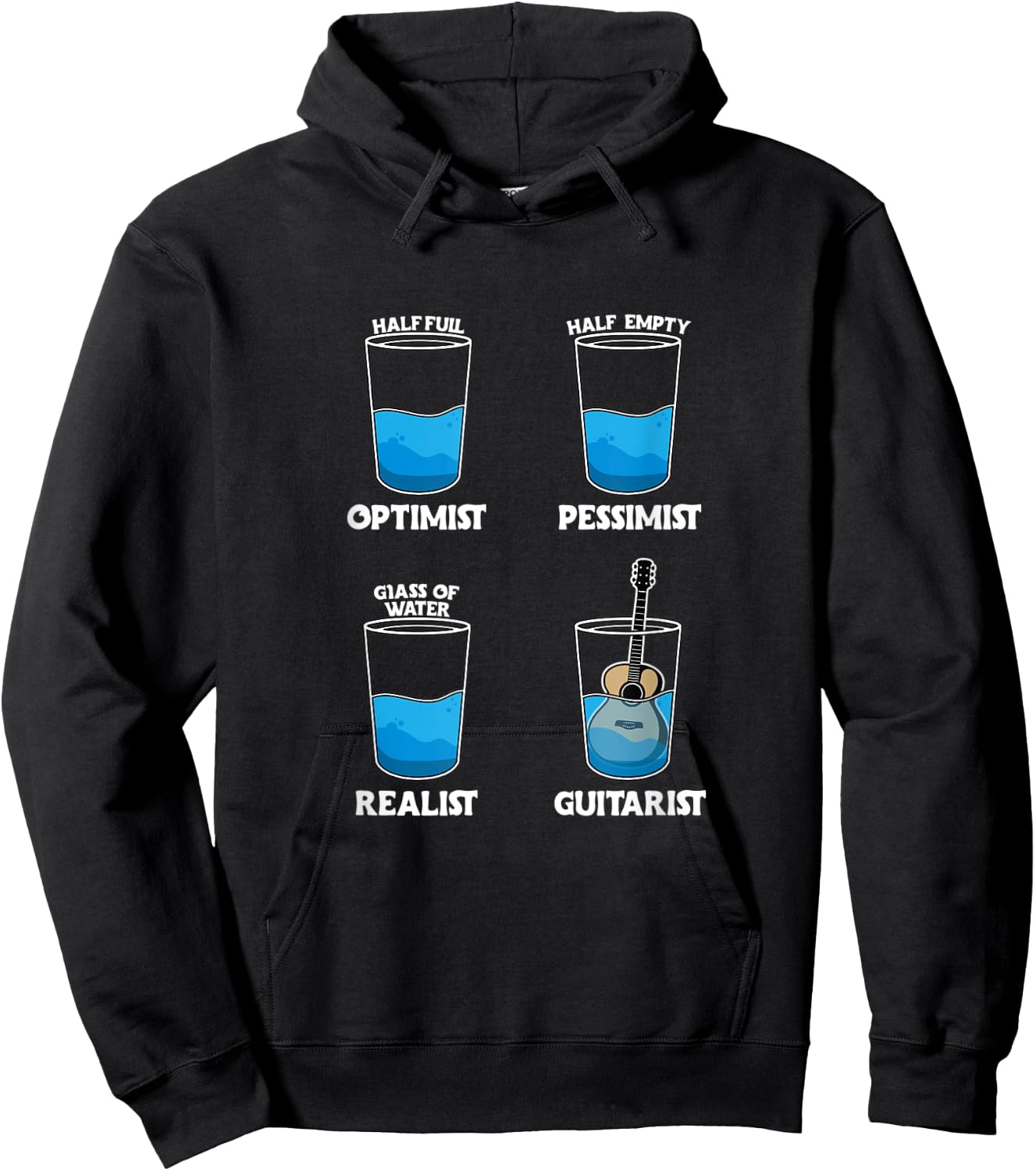 Optimist Pessimist Realist Guitarist Klassische Gitarre Hoodie - Hoodie | Black