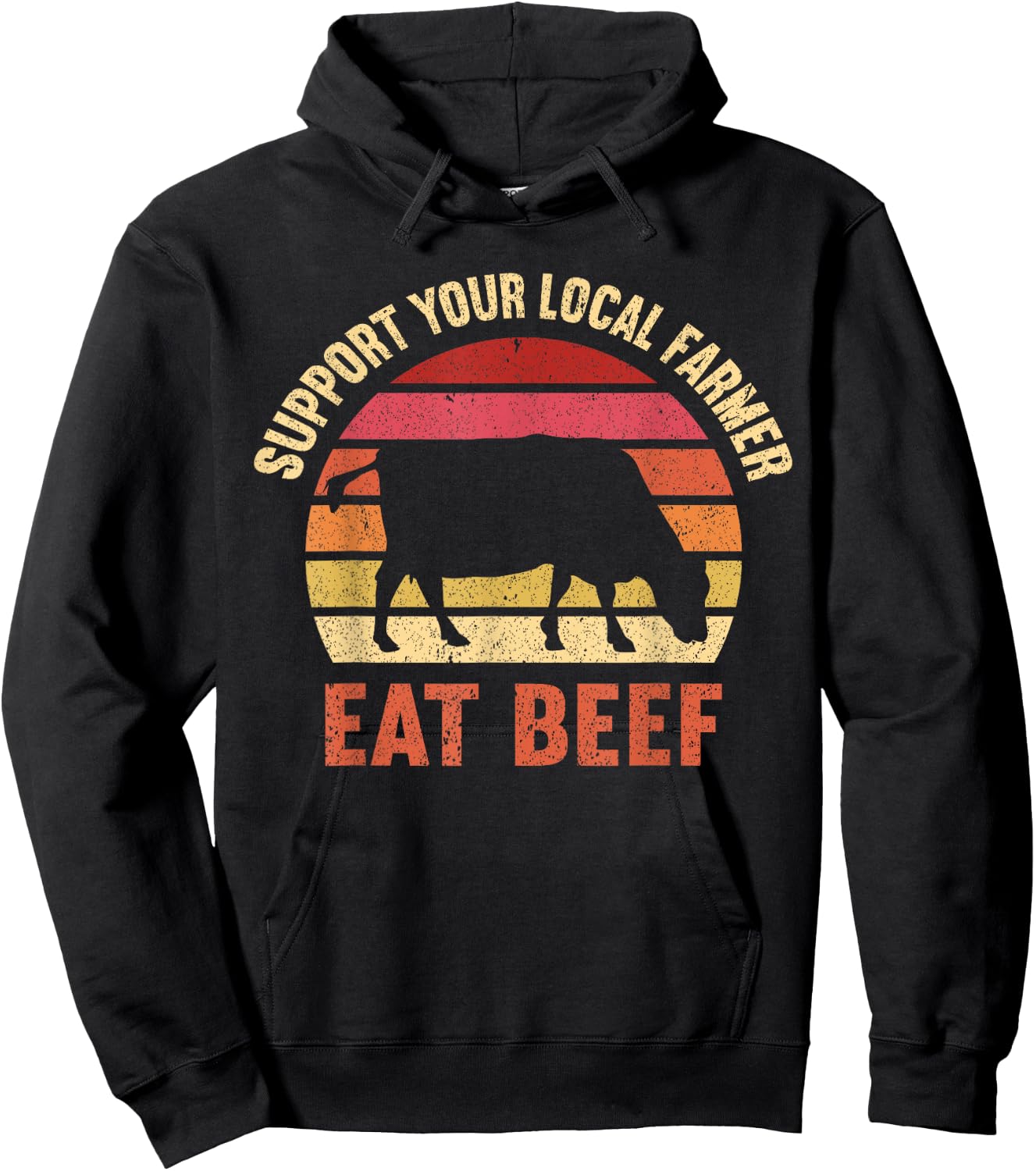 Kids Farming Boys Funny Farmer Gifts Women Support Your Local Farmer Eat Beef Lover Funny Cattle Farmer -Kids Black Small Classic Fit Short Sleeve Hoodie - Hoodie | Black
