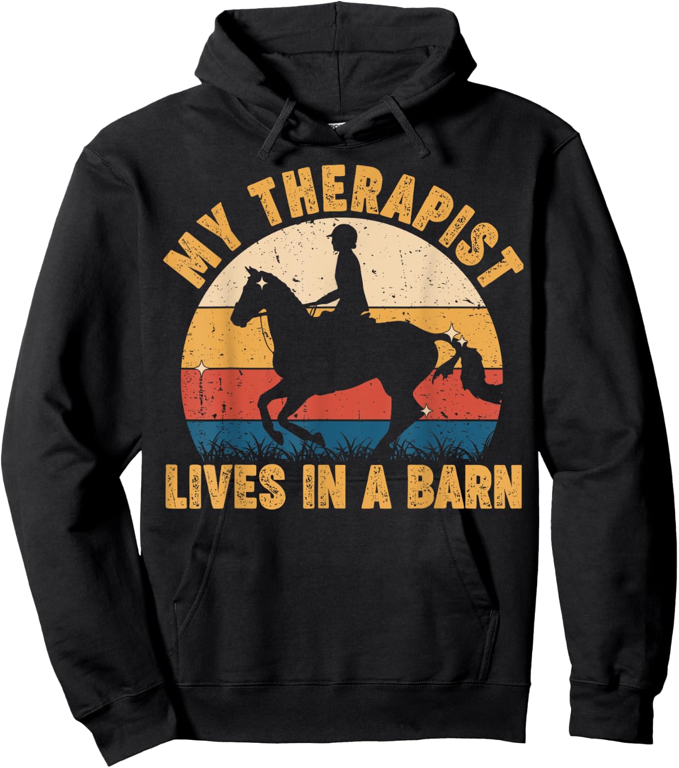 Funny My Therapist Lives In Barn Teen Girl Equestrian Horse Hoodie - Hoodie | Black