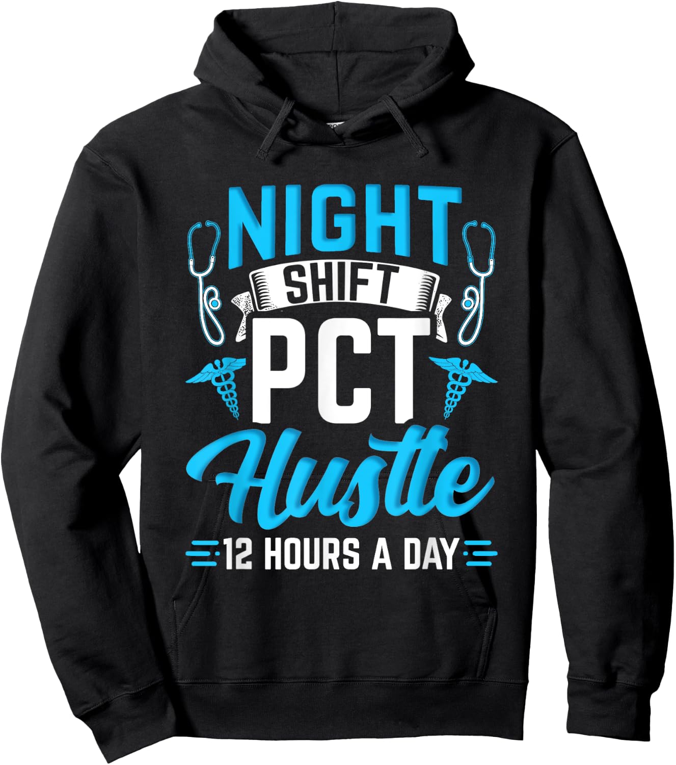 Night Shift PCT Patient Care Technician Hoodie - Hoodie | Black