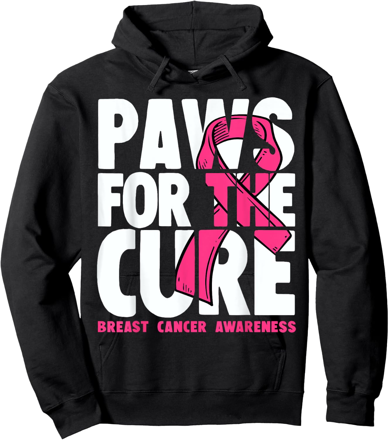 Dog Paw Print Puppy Lover Breast Cancer Awareness Hoodie - Hoodie | Black