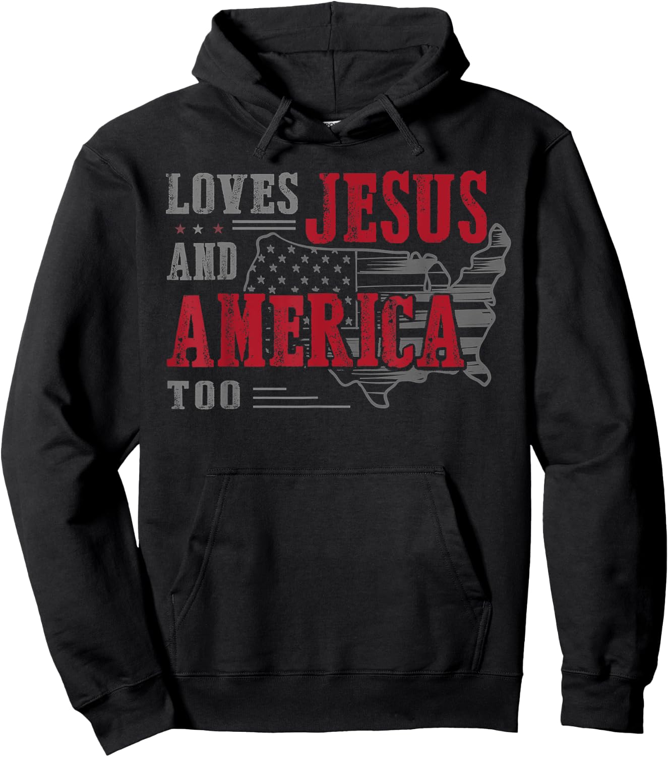 Love Jesus And America Too, Funny America Flag Hoodie - Hoodie | Black