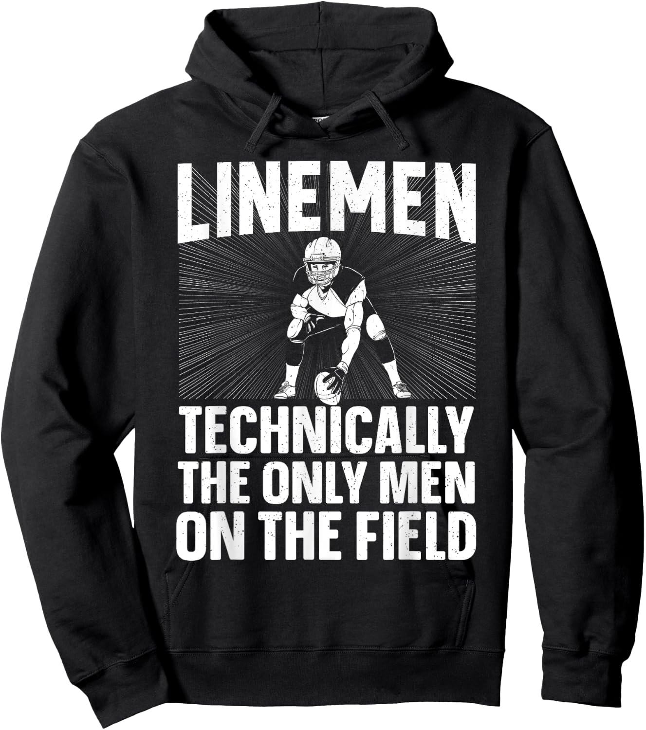 Funny Lineman Art Boys Coach Football Player Linemen Hoodie - Hoodie | Black