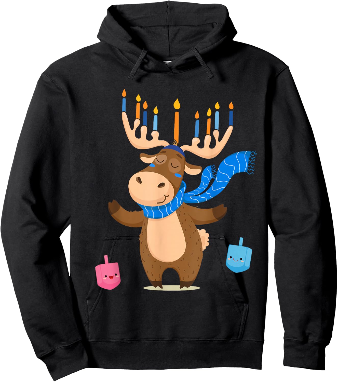 Jewish Moose Funny Hanukkah Shirt Moose Girl Women Pajamas Hoodie - Hoodie | Black