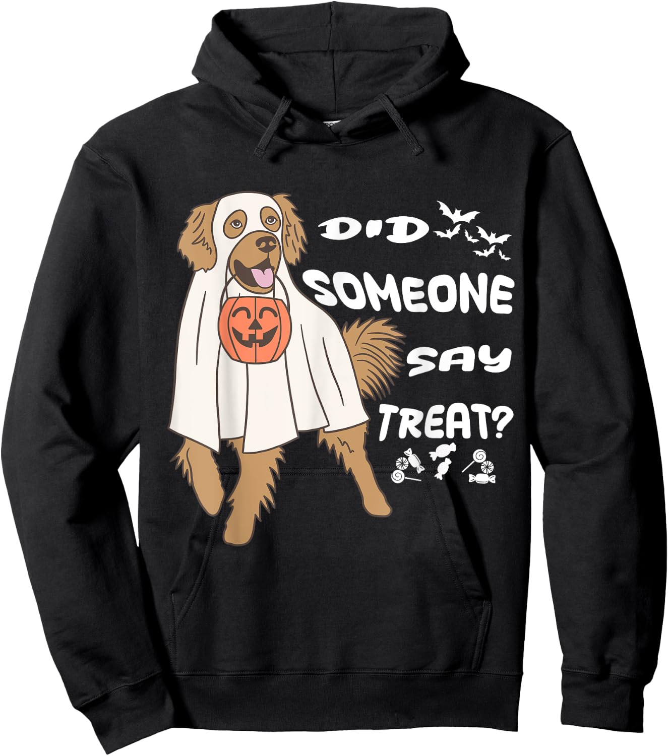 Funny Halloween Ghost Golden Retriever Did Someone Say Treat Hoodie - Hoodie | Black