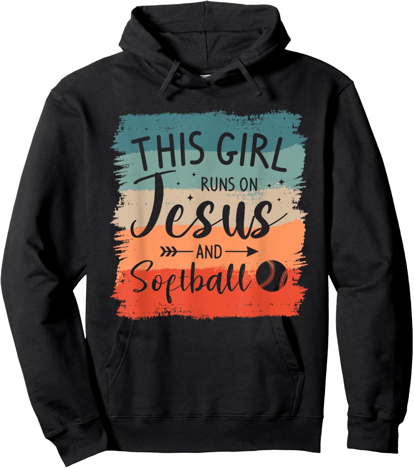 This Girl Runs On Jesus And Softball Softballer Hoodie - Hoodie | Black