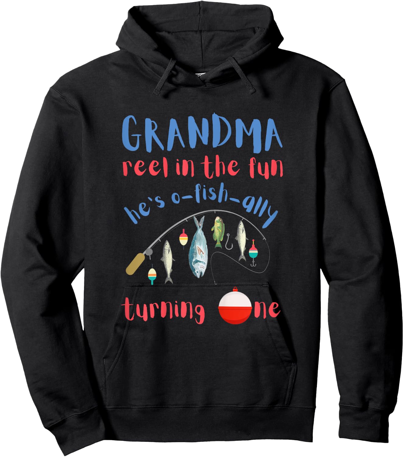 Grandma Fishing First Birthday O-fish-ally One 1st Bday Hoodie - Hoodie | Black