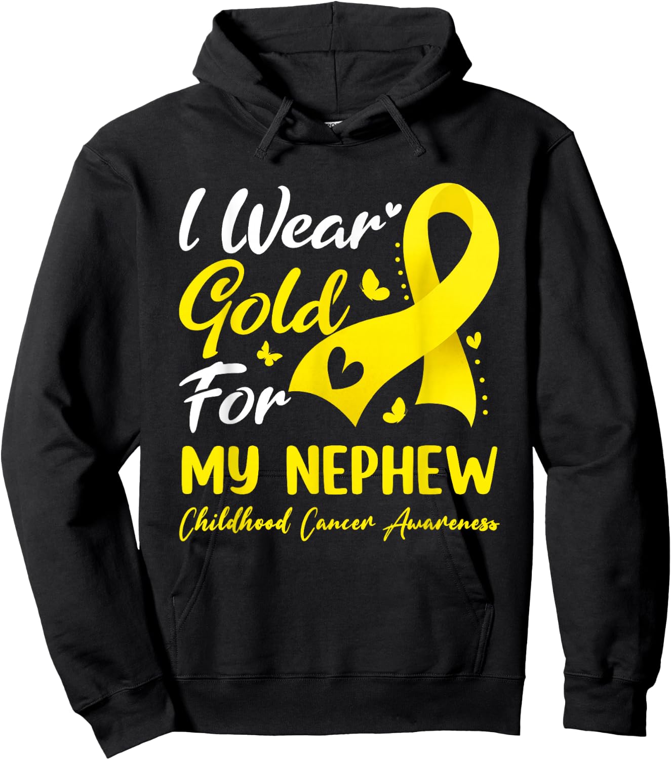 I Wear Gold Ribbon For My Nephew Childhood Cancer Awareness Hoodie - Hoodie | Black