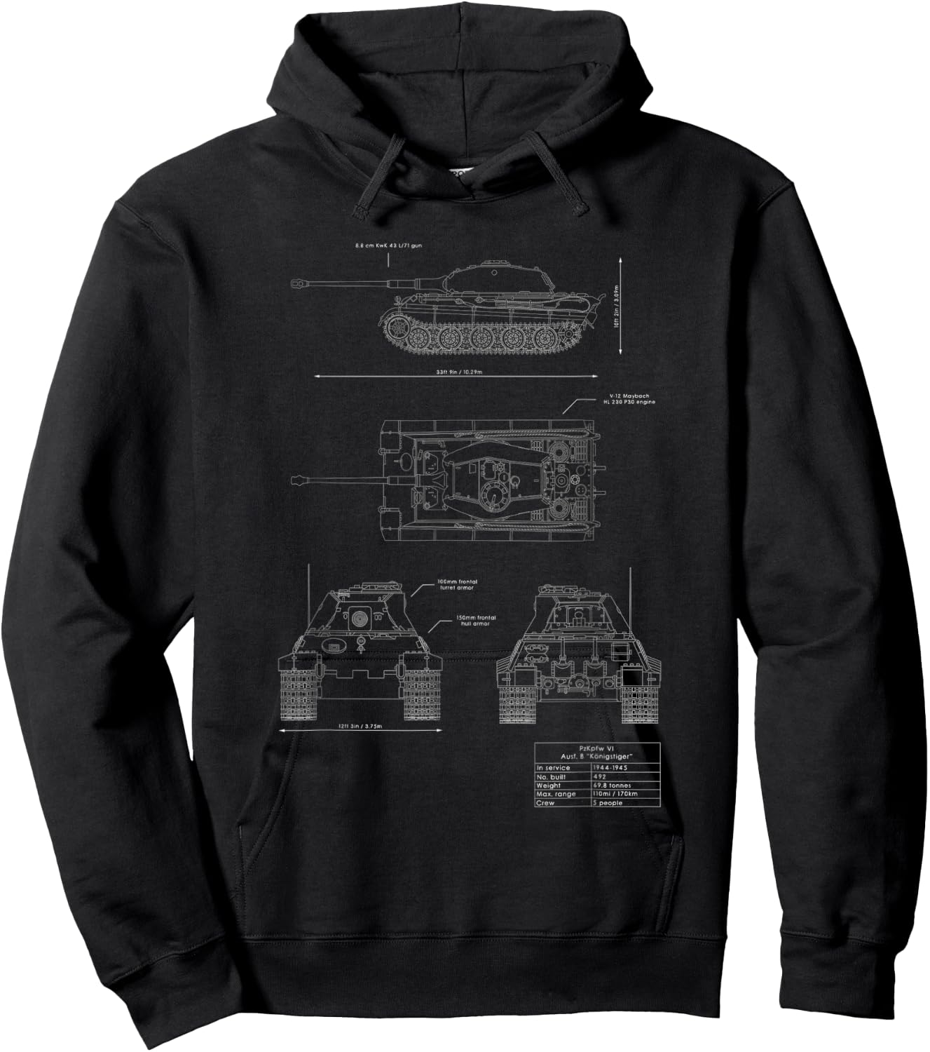 Königstiger” or “King Tiger Sd.Kfz. 182 german ww2 tank Hoodie - Hoodie | Black