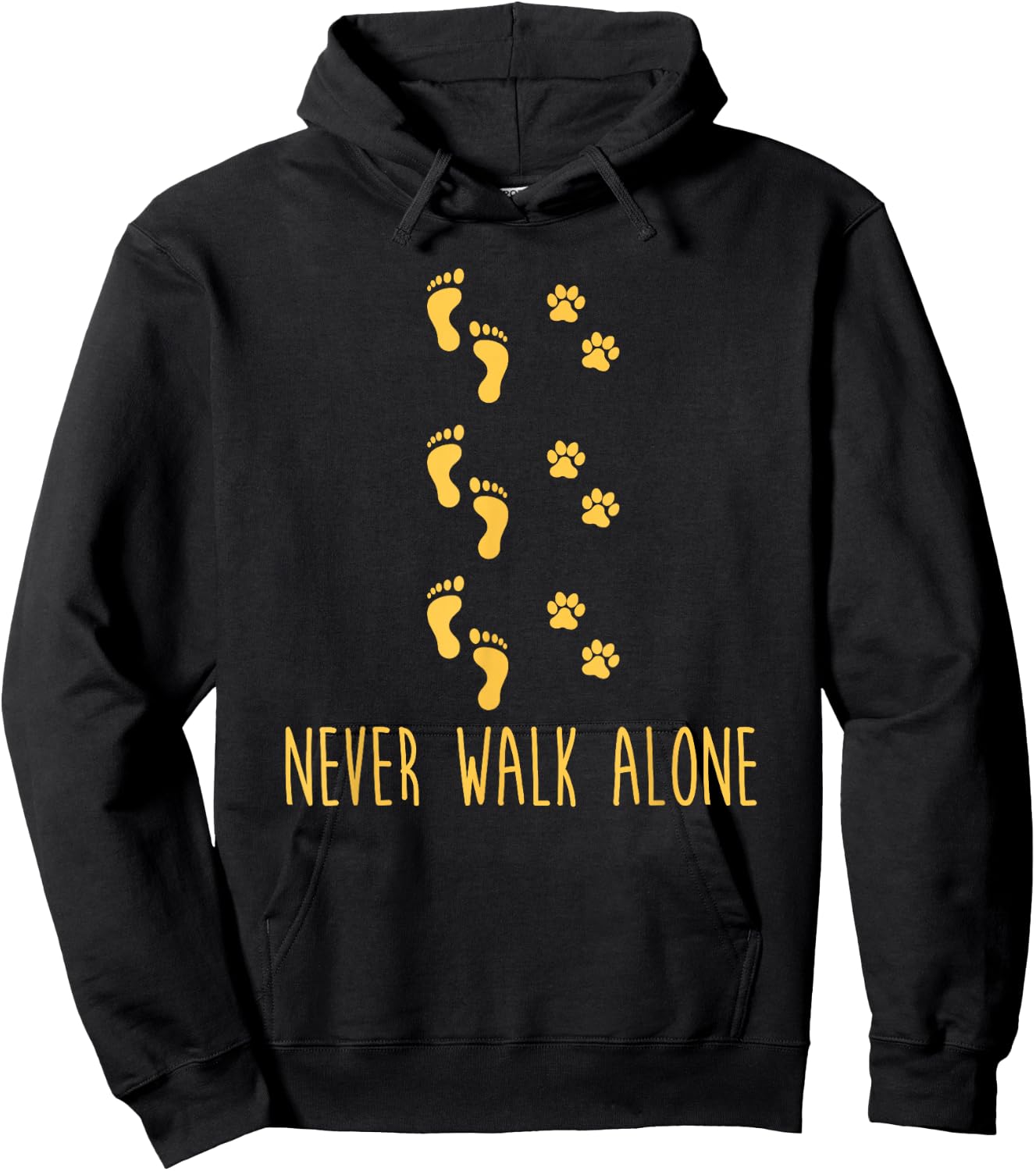 Dog Never Walk Alone Paws and Footprint Hoodie - Hoodie | Black