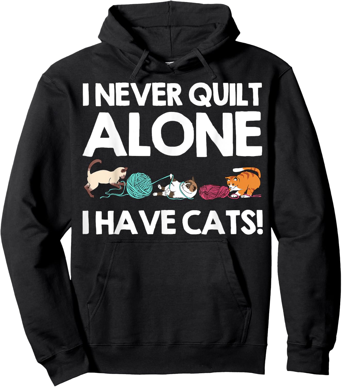 Funny Quilting Gift Cat Quilt Pet Lover Quilter Hoodie - Hoodie | Black