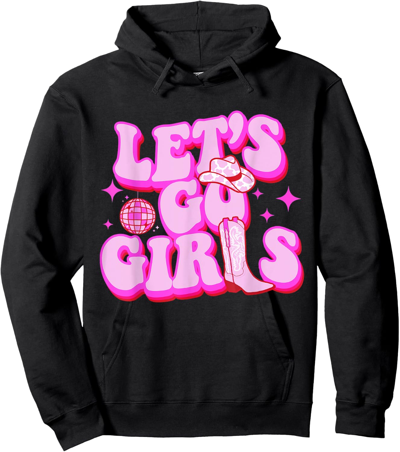 Let's Go Girls Cowgirls Leopard Hat Boots Western Country Hoodie - Hoodie | Black