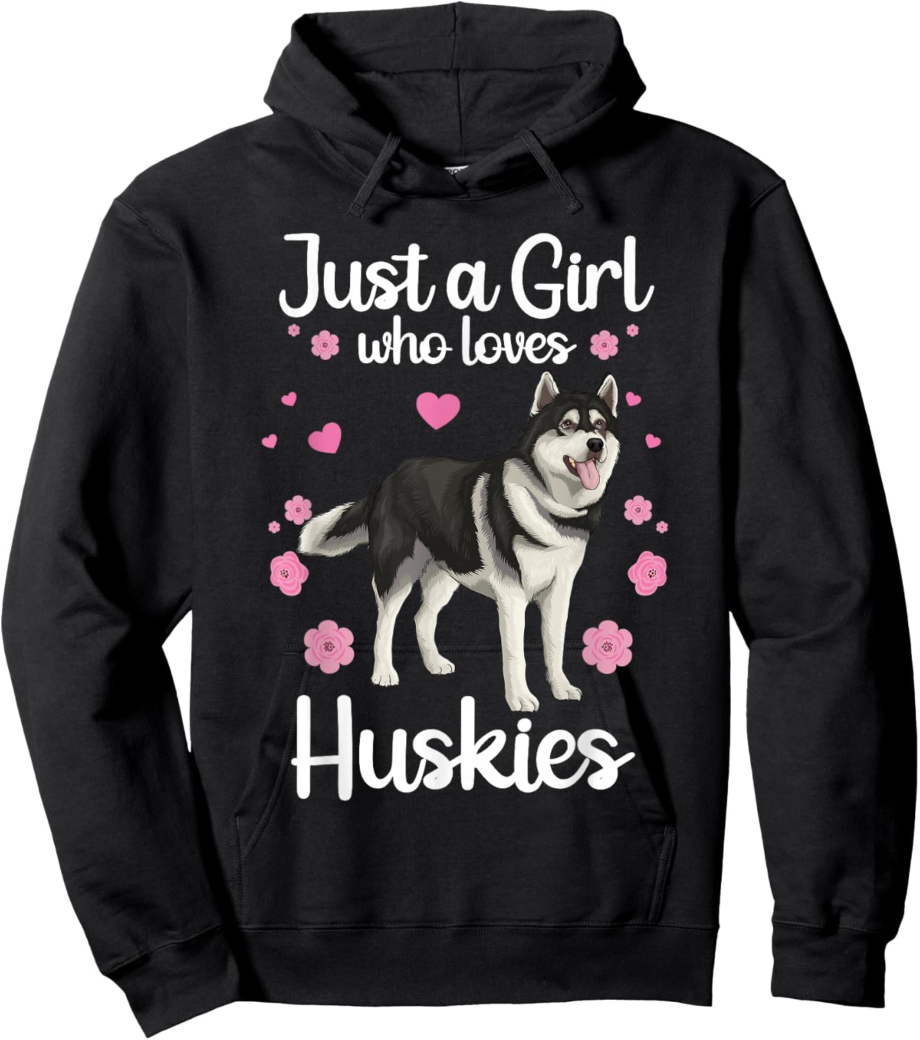 Funny Huskies Girls Pup Siberian Husky Dog Lovers Hoodie - Hoodie | Black