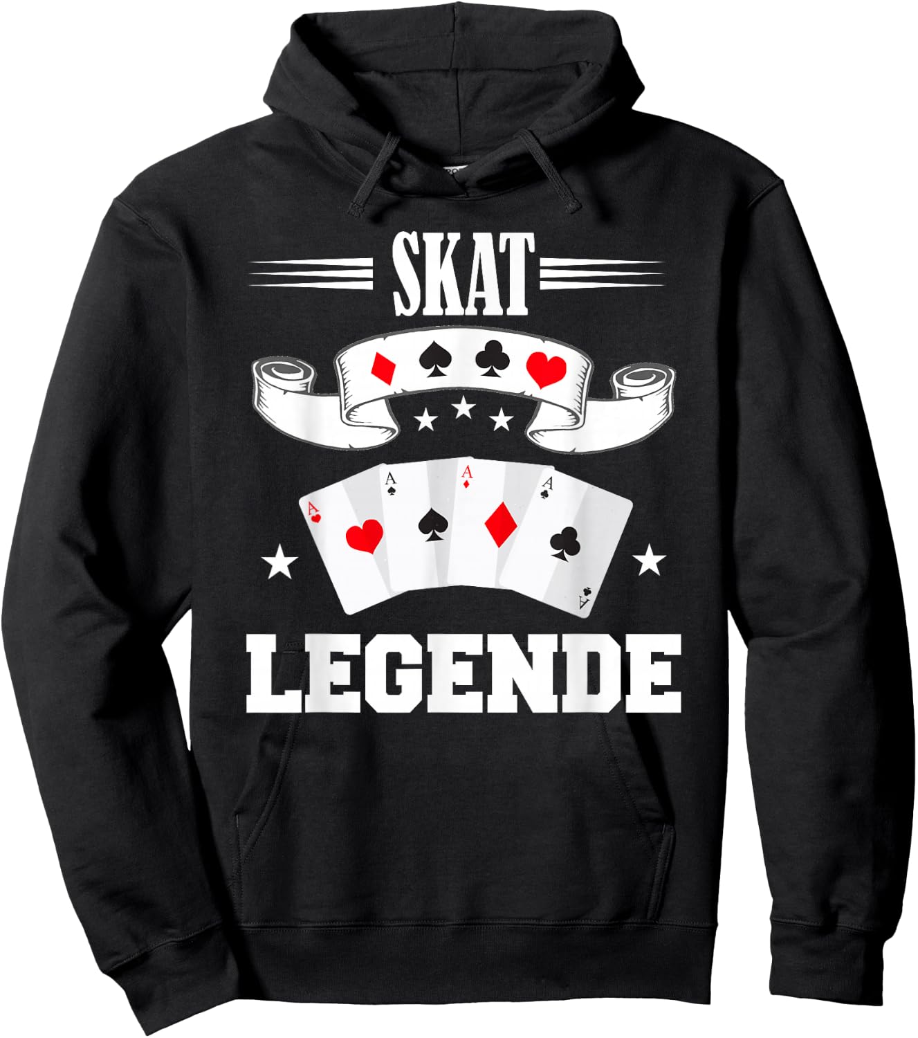 Skat Card Games Night Double Head Hoodie - Hoodie | Black