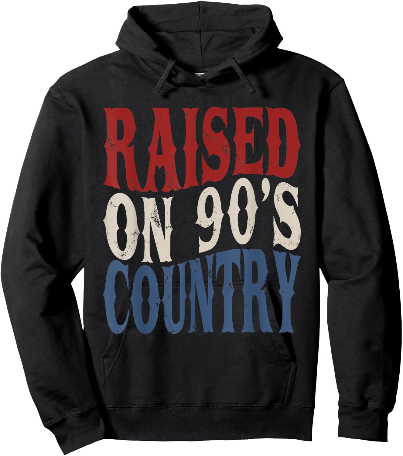 Raised On 90's Country Music America Vibes Vintage Western Hoodie - Hoodie | Black