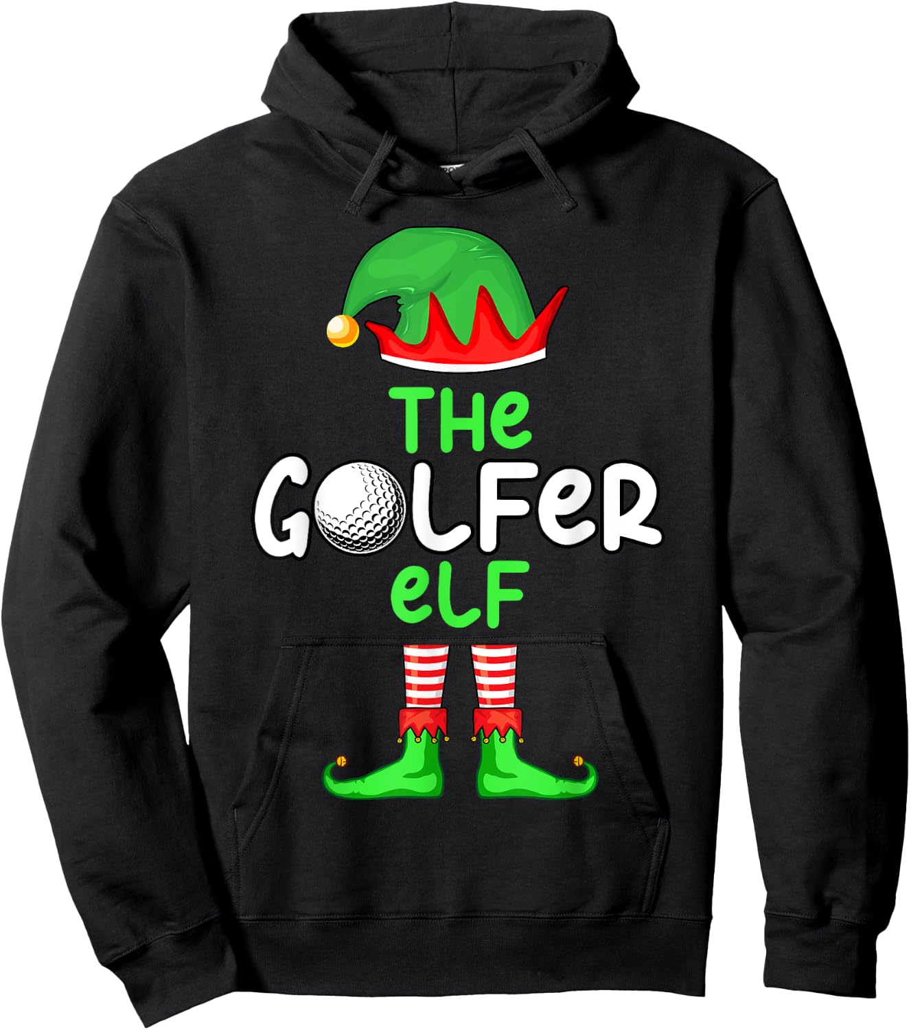 I'm The Golf Elf Golfer Christmas Family Matching Pajama Hoodie - Hoodie | Black