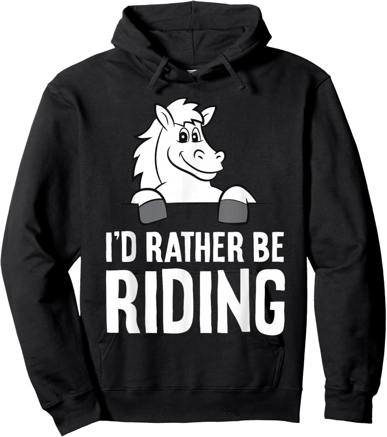 Horse Lover Horseback Riding I'd Rather Be Riding Hoodie - Hoodie | Black