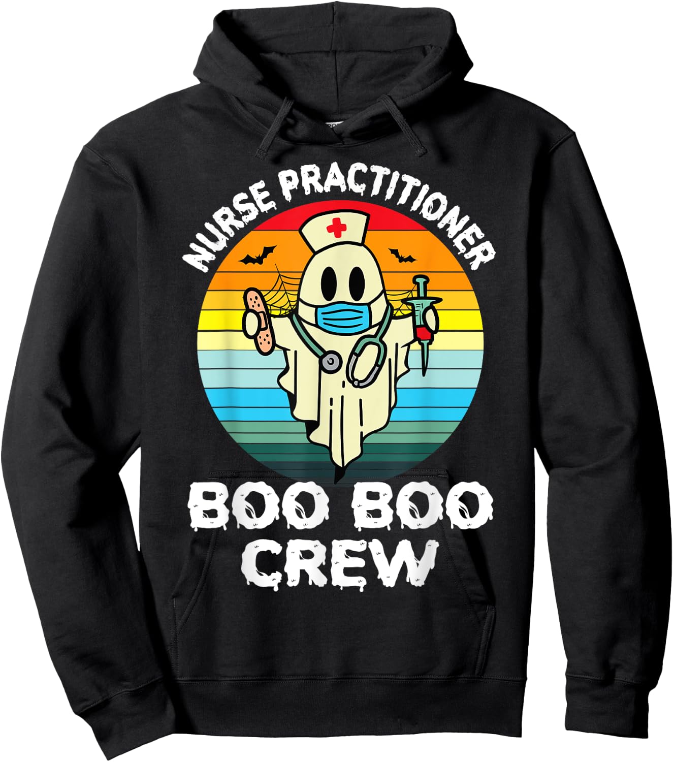 Nurse Practitioner Retro Halloween Ghost Costume NP Nurse Hoodie - Hoodie | Black