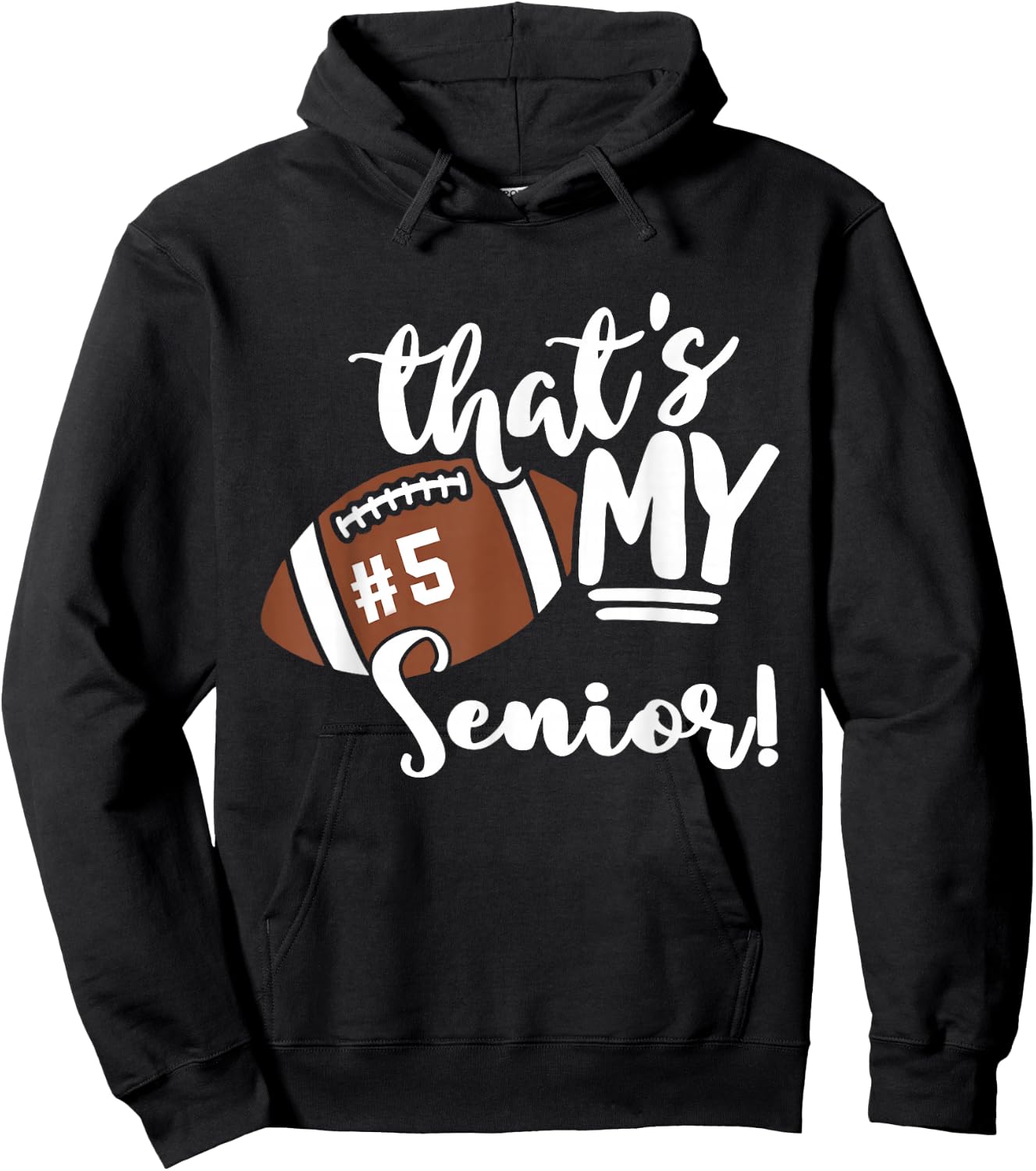 That's My Senior Football 5 Jersey Number Vintage Mom Dad Hoodie - Hoodie | Black