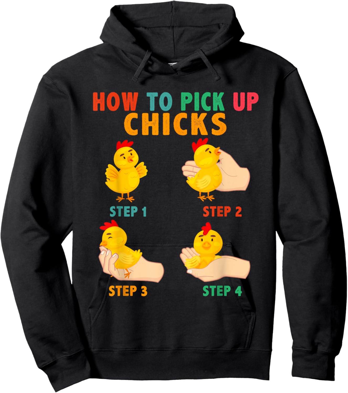 Vintage How To Pick Up Chicks Cute Farm Chickens In Hand Hoodie - Hoodie | Black