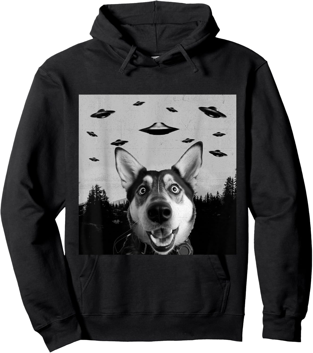 Alien UFO Funny Shepsky Dog Lover Men Women Kids Hoodie - Hoodie | Black