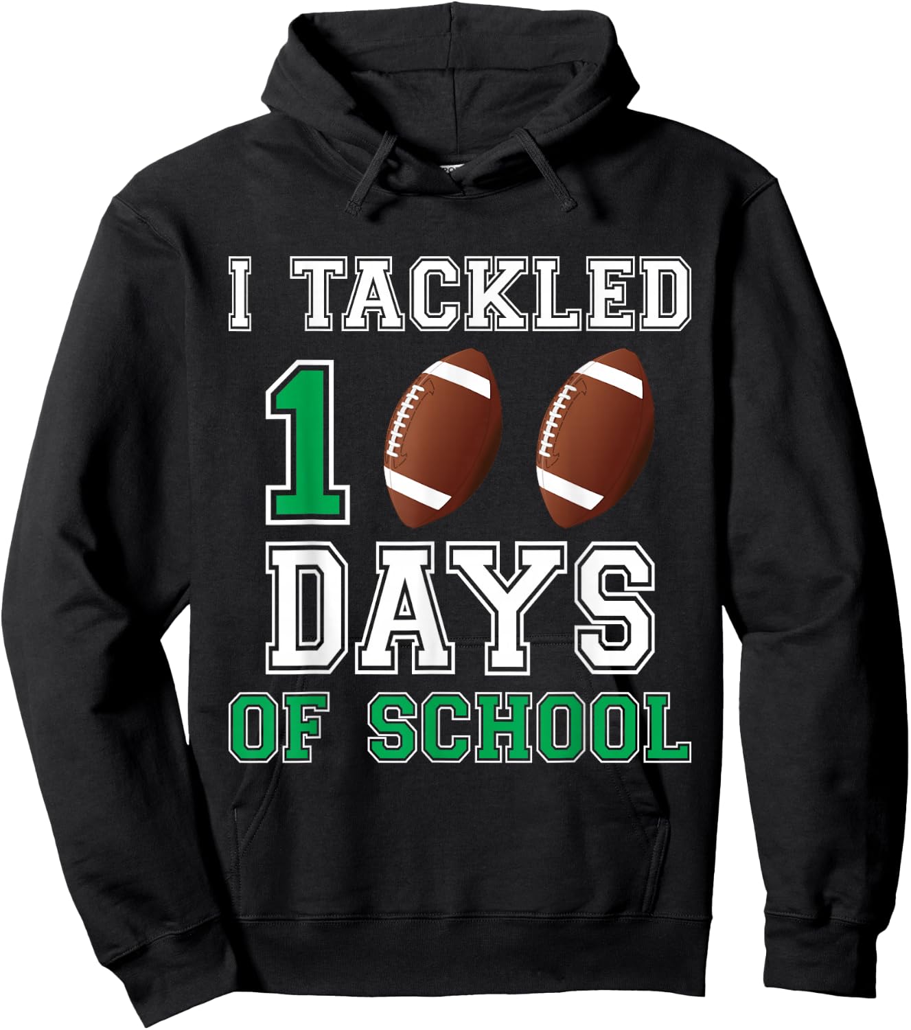 I Tackled 100 Days Football Boys Kids 100th Day Of School Hoodie - Hoodie | Black