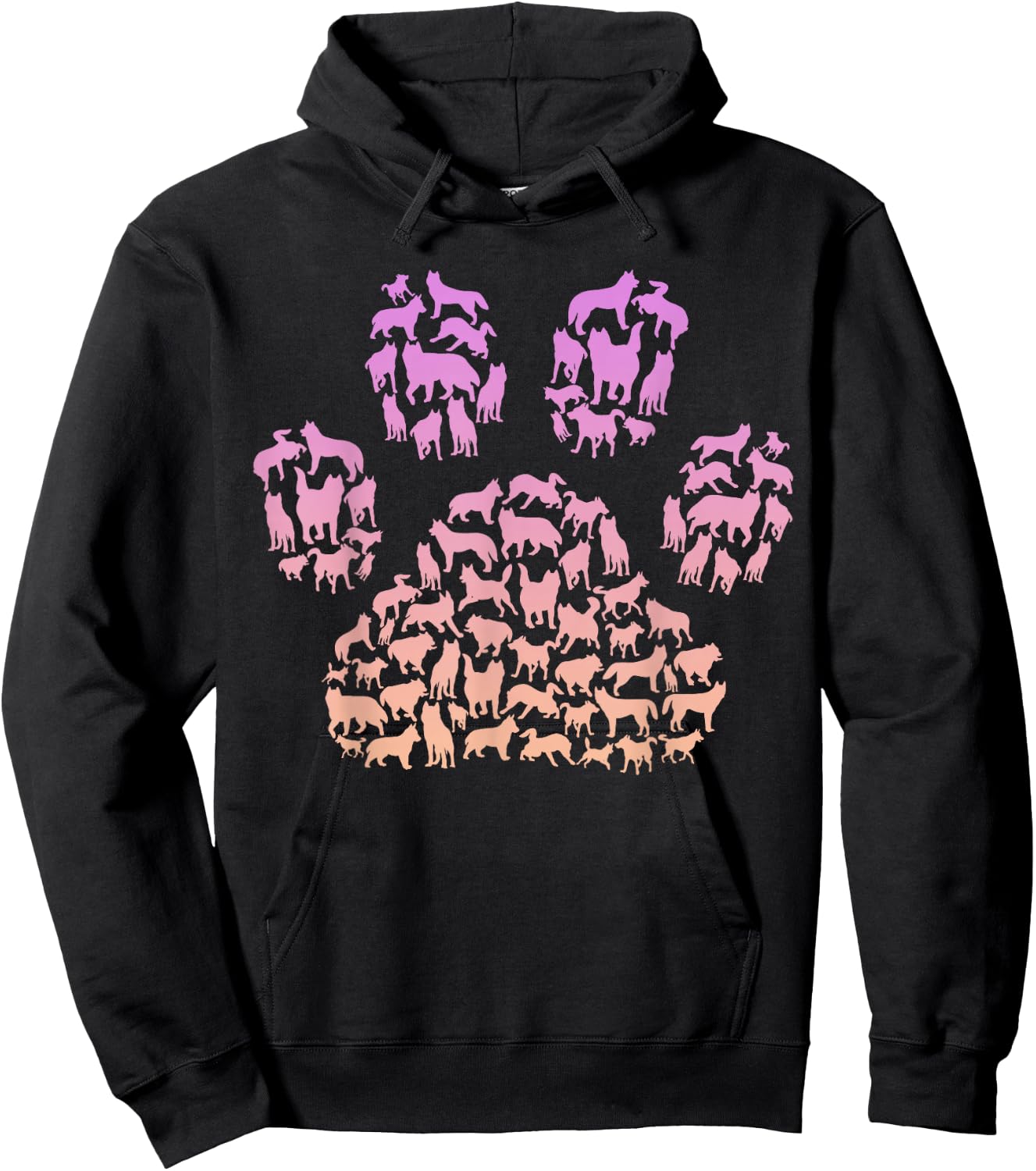 Paw Print Huskies Design for Husky Dog Lover | Girls Husky Hoodie - Hoodie | Black