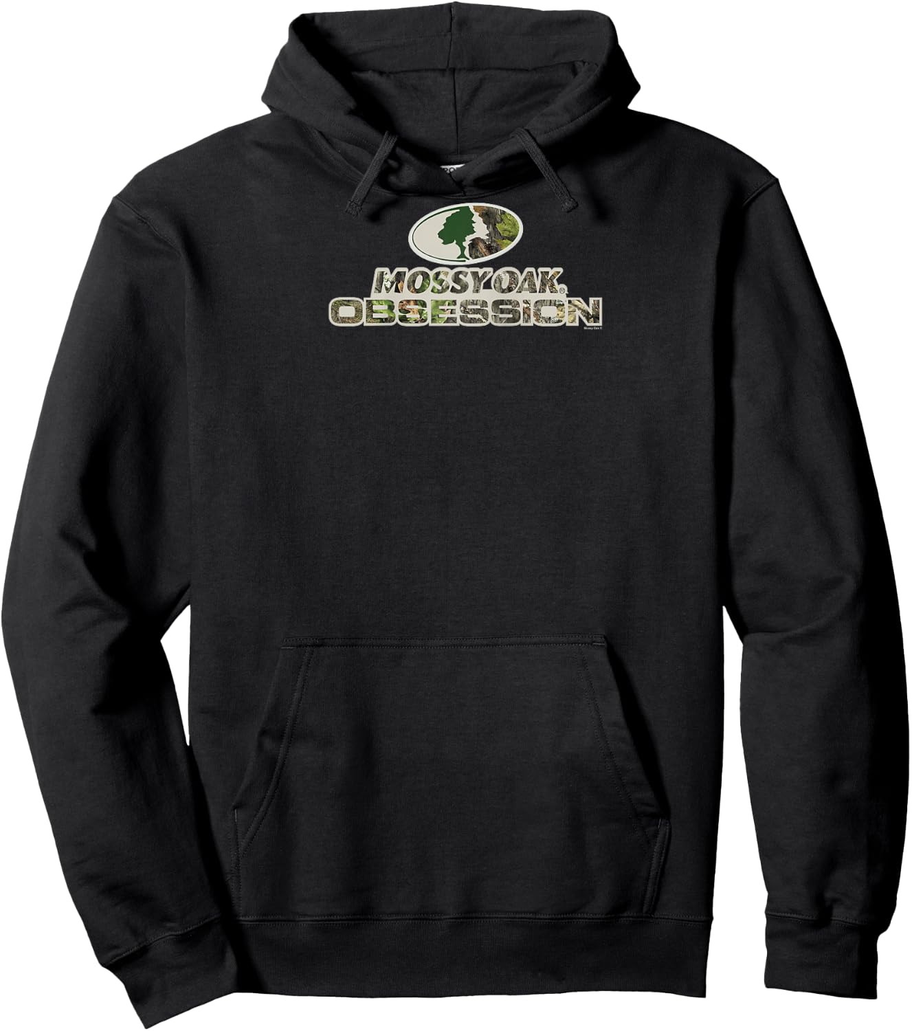 Mossy Oak Obsession Camouflage Classic Outdoors Logo Raglan Baseball Hoodie - Hoodie | Black