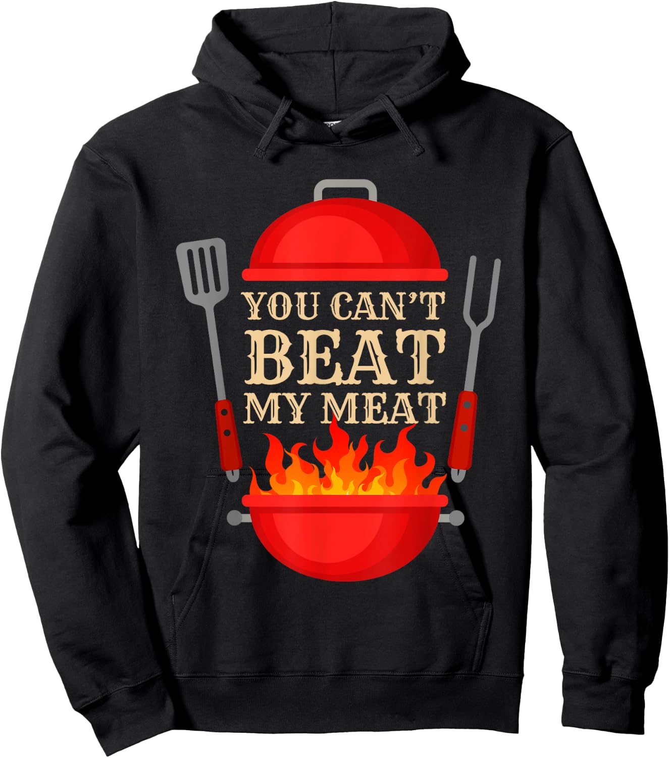 You Can't Beat My Meat BBQ Grilling Smoking Funny Vintage Hoodie - Hoodie | Black
