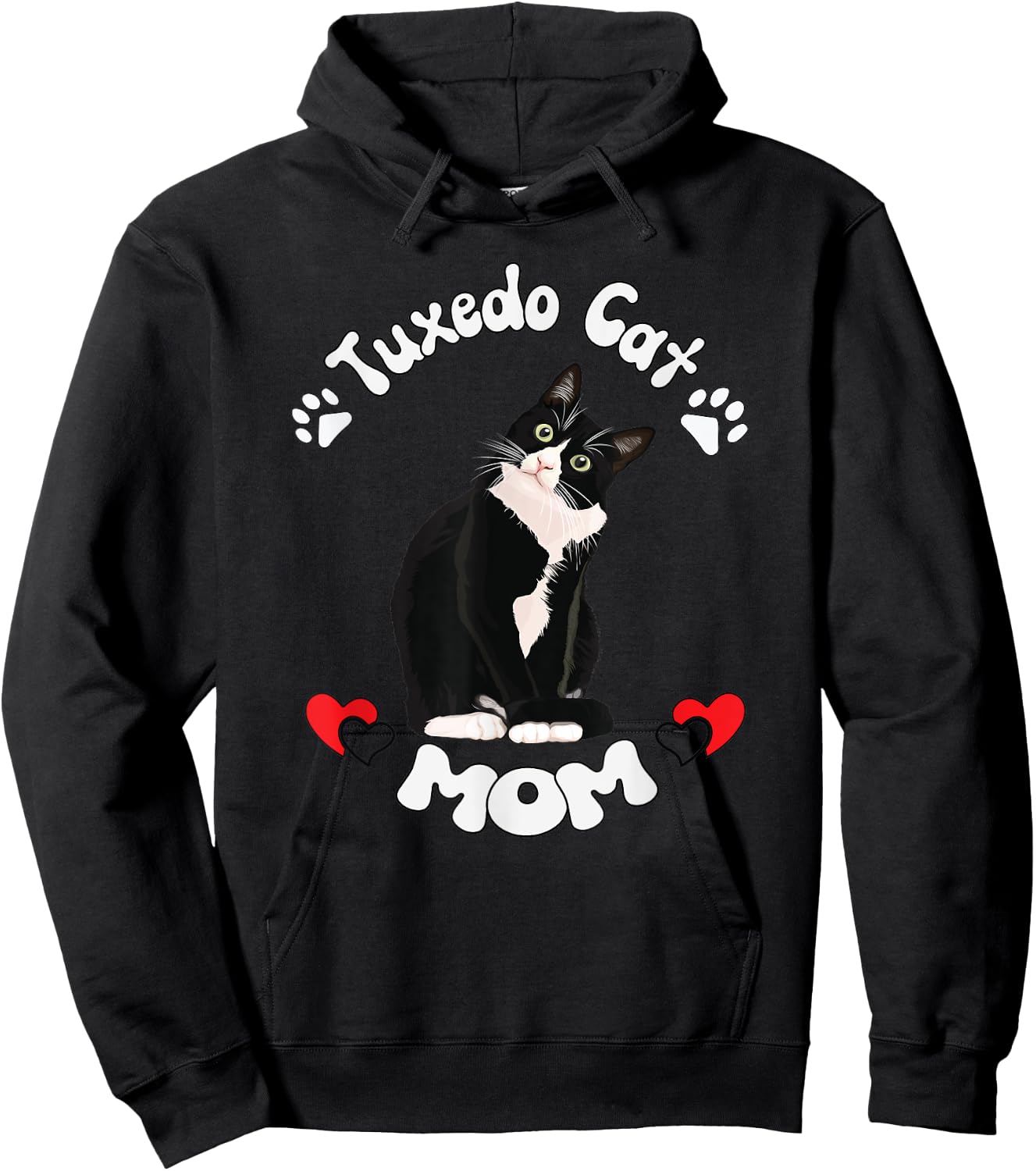 Tuxedo Cat Mom Gift Funny Quote Saying Quotation Women Hoodie - Hoodie | Black
