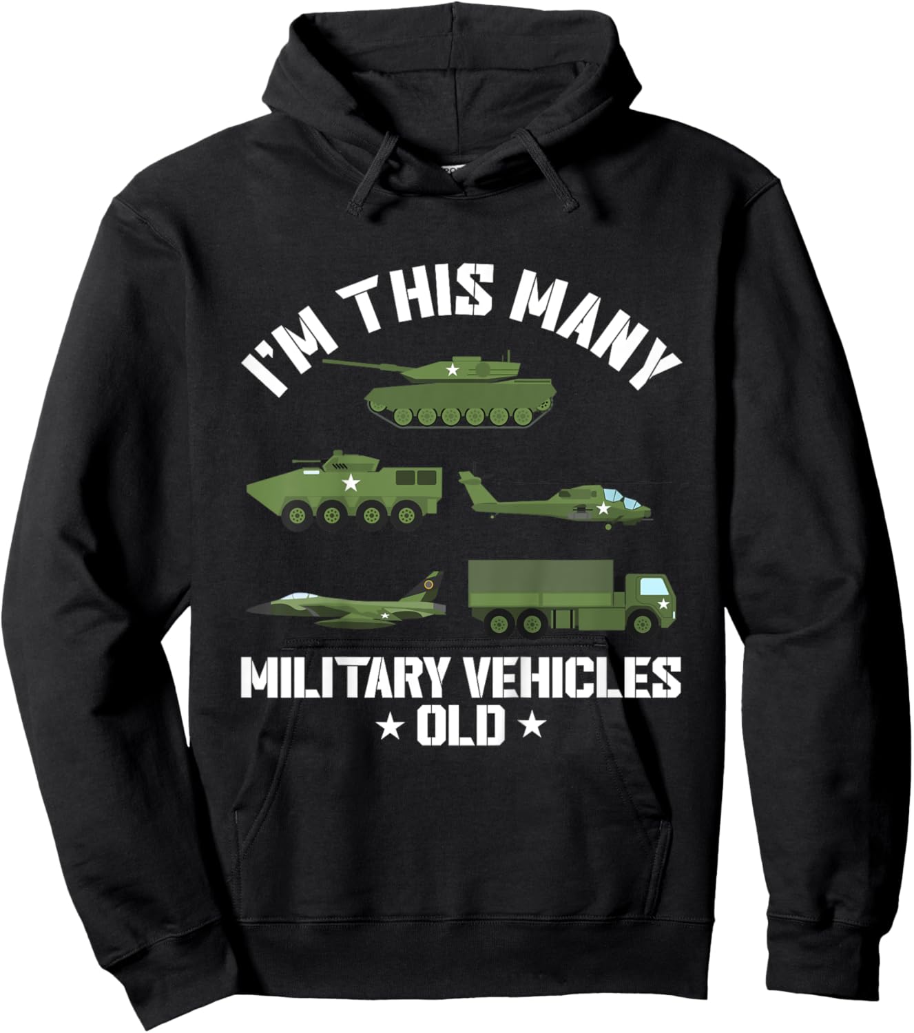 Kids 5 Year Old Boy Military Vehicles Army 5th Birthday Kids Hoodie - Hoodie | Black