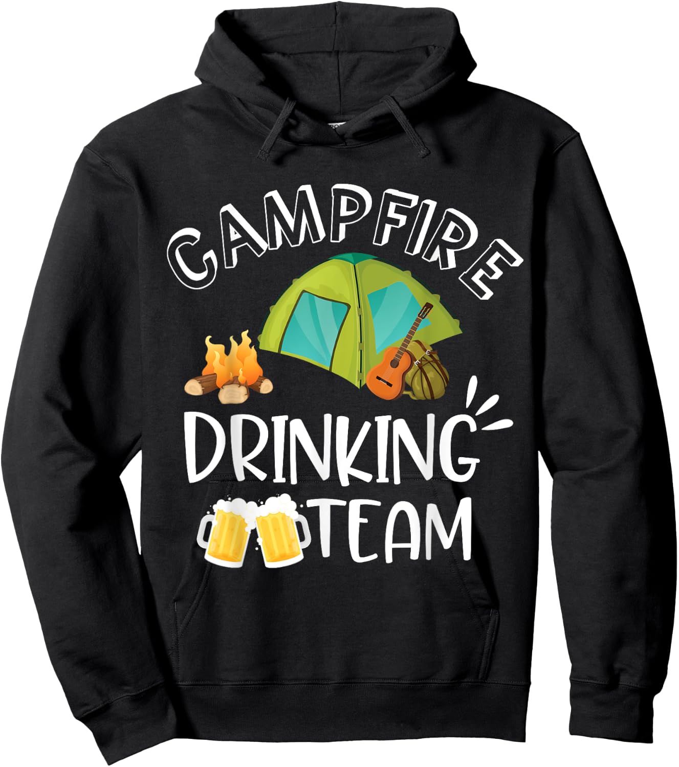Campfire Drinking Team Camping Camper Drinker Beer Birthday Hoodie - Hoodie | Black