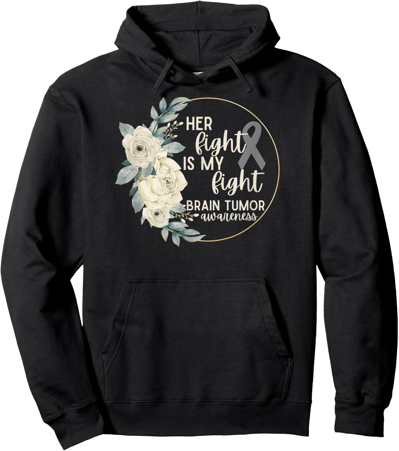 Her Fight is My Fight Brain Tumor Awareness Hoodie - Hoodie | Black