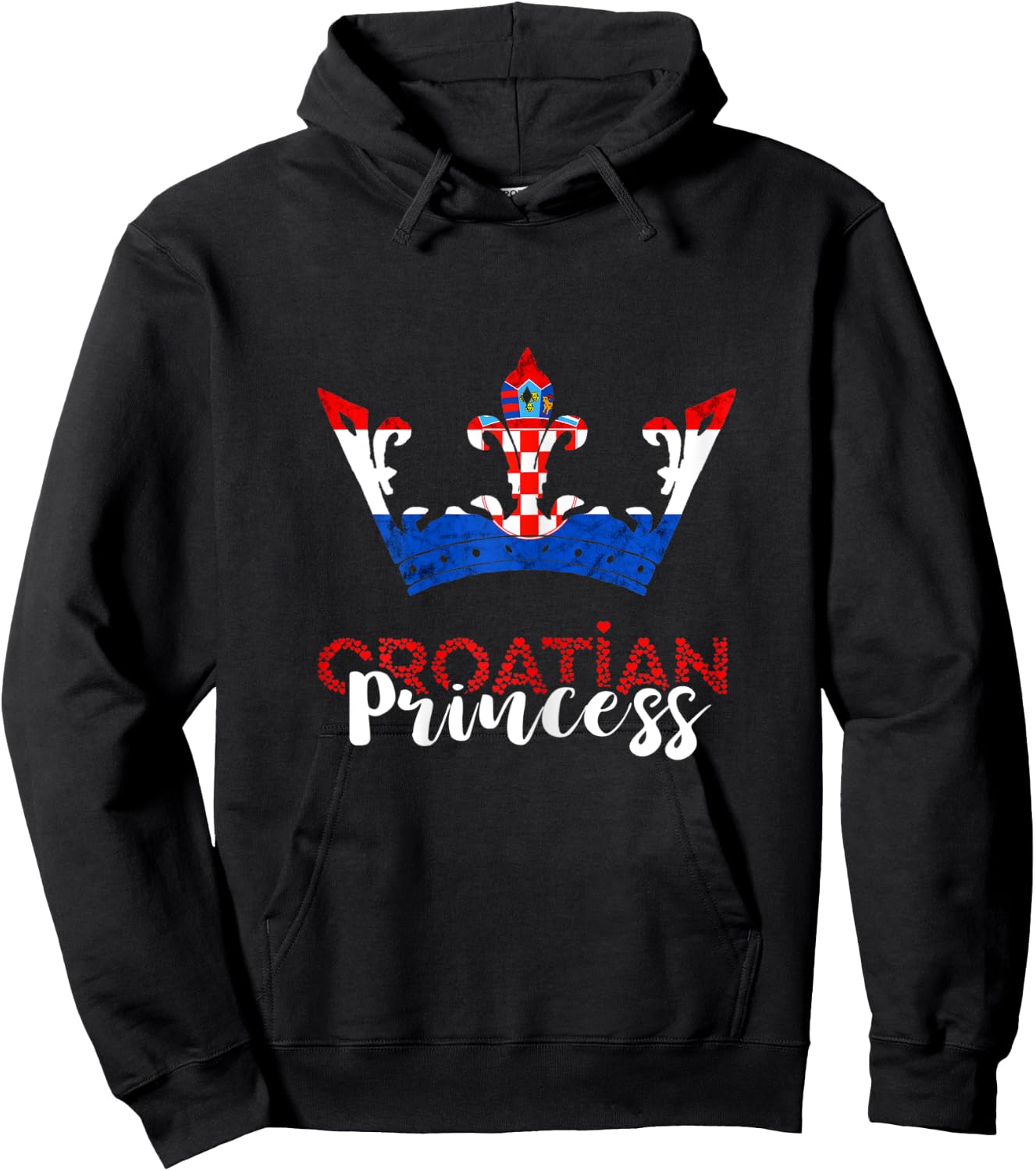 Croatian Princess Crown Croatia Croatian Flag Croatian Pride Hoodie - Hoodie | Black