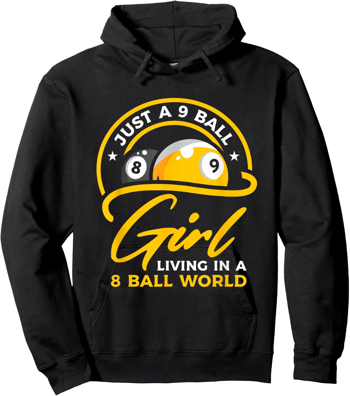 9 Ball Girl Living In 8 Ball World | Pool Snooker Billiards Hoodie - Hoodie | Black