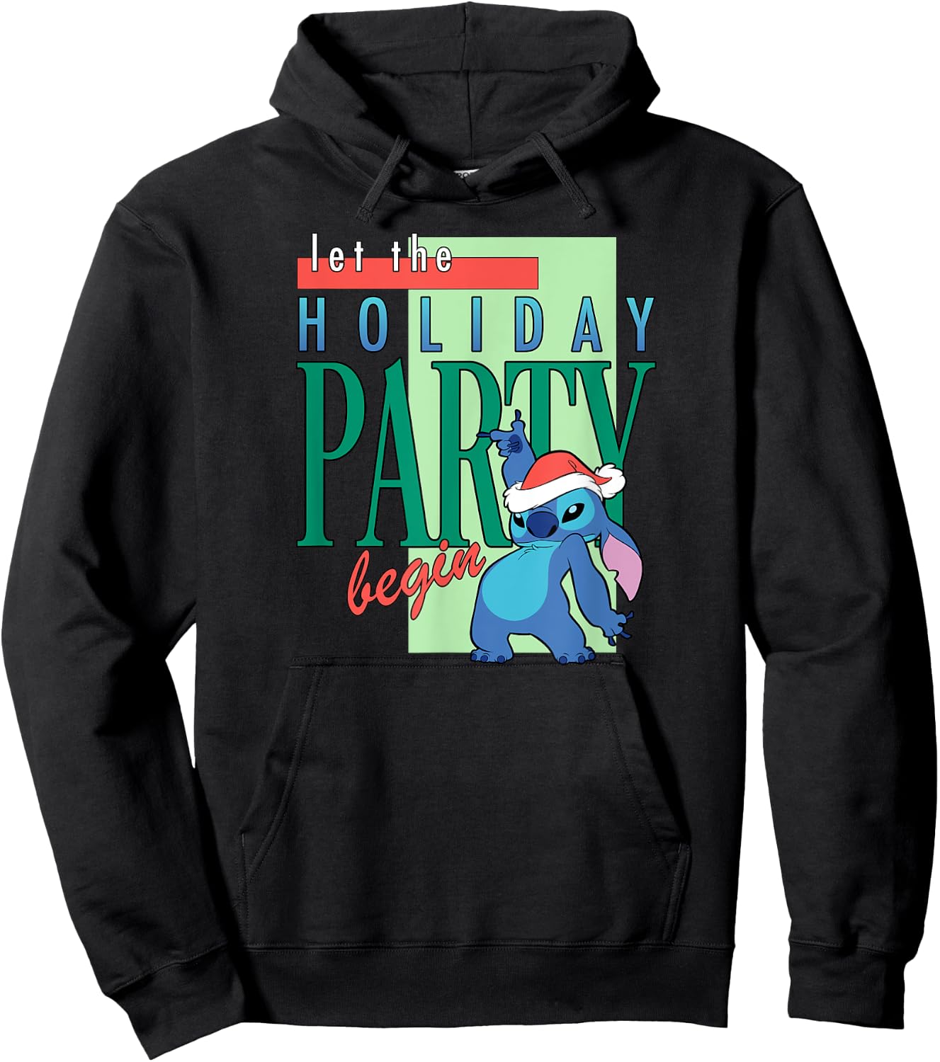 Amazon Essentials Stitch Santa Let The Holiday Party Begin Hoodie - Hoodie | Black