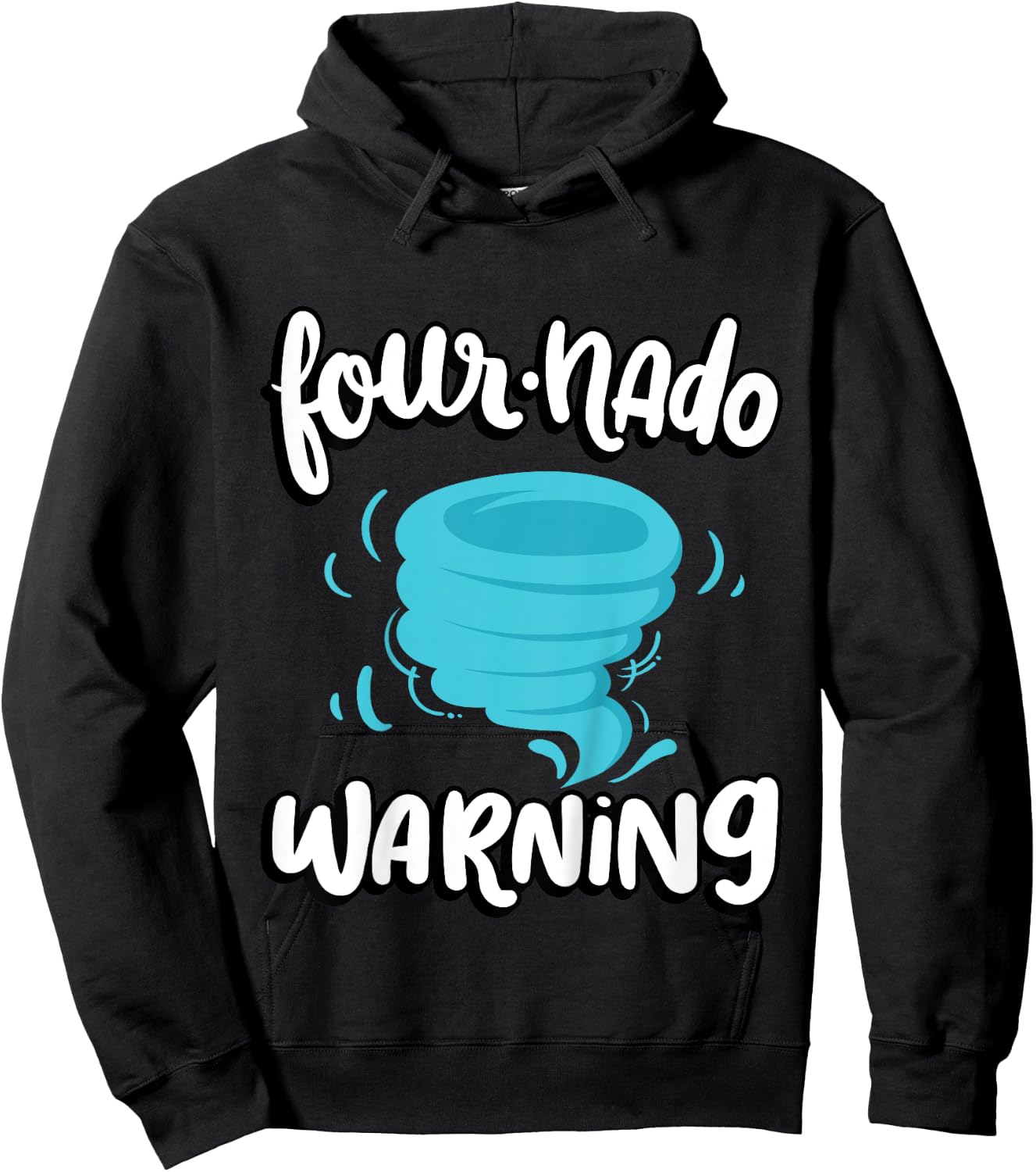 Four-nado Warning 4th Birthday Tornado Themed Birthday Hoodie - Hoodie | Black
